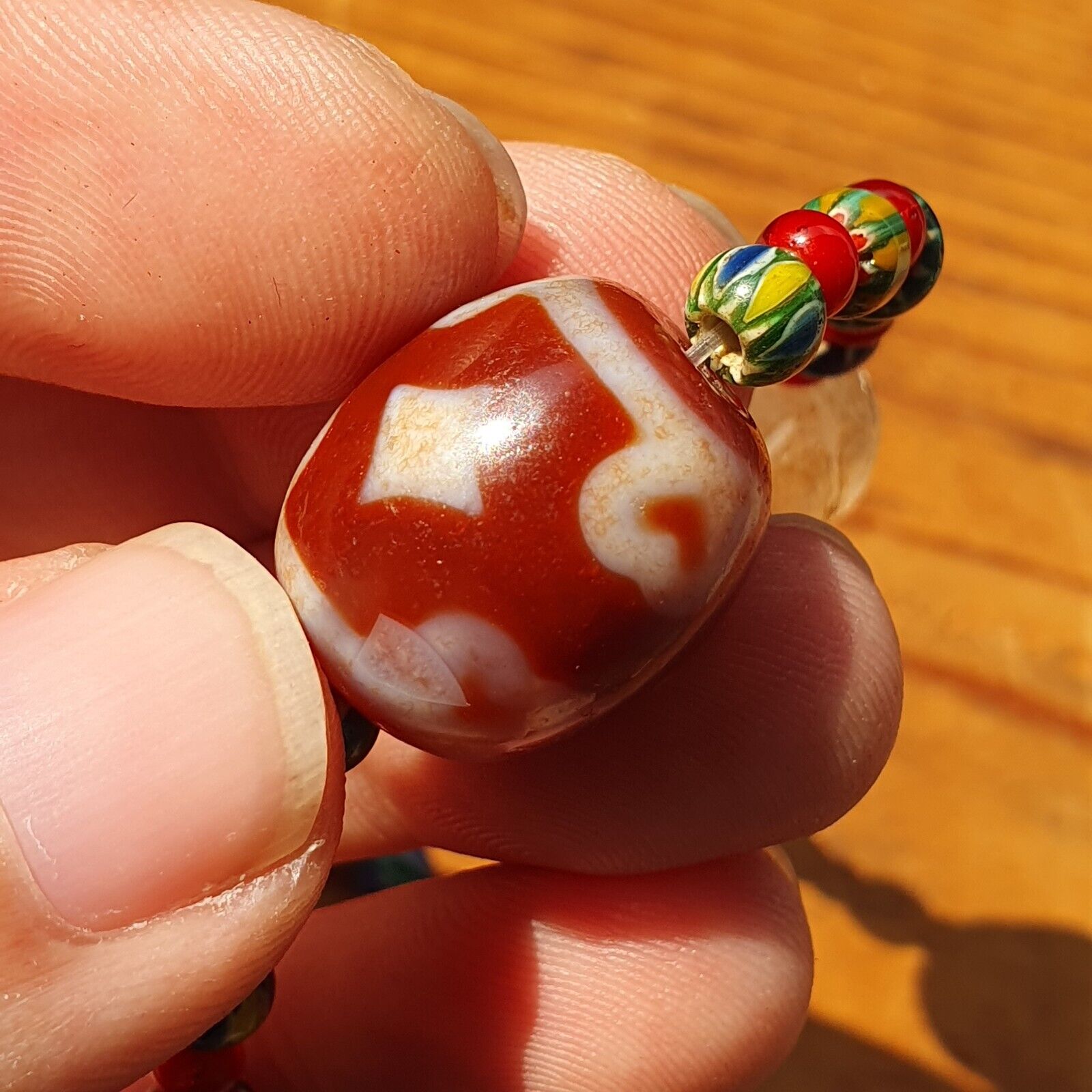 Himalayan Crystals, Chevron & Tibetan Red Agate Dzi Spiritual Amulet necklace
