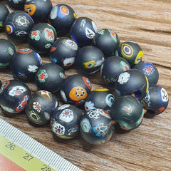 Vintage Beautiful Floral old venetian- African Style Glass beads Strand 15mm