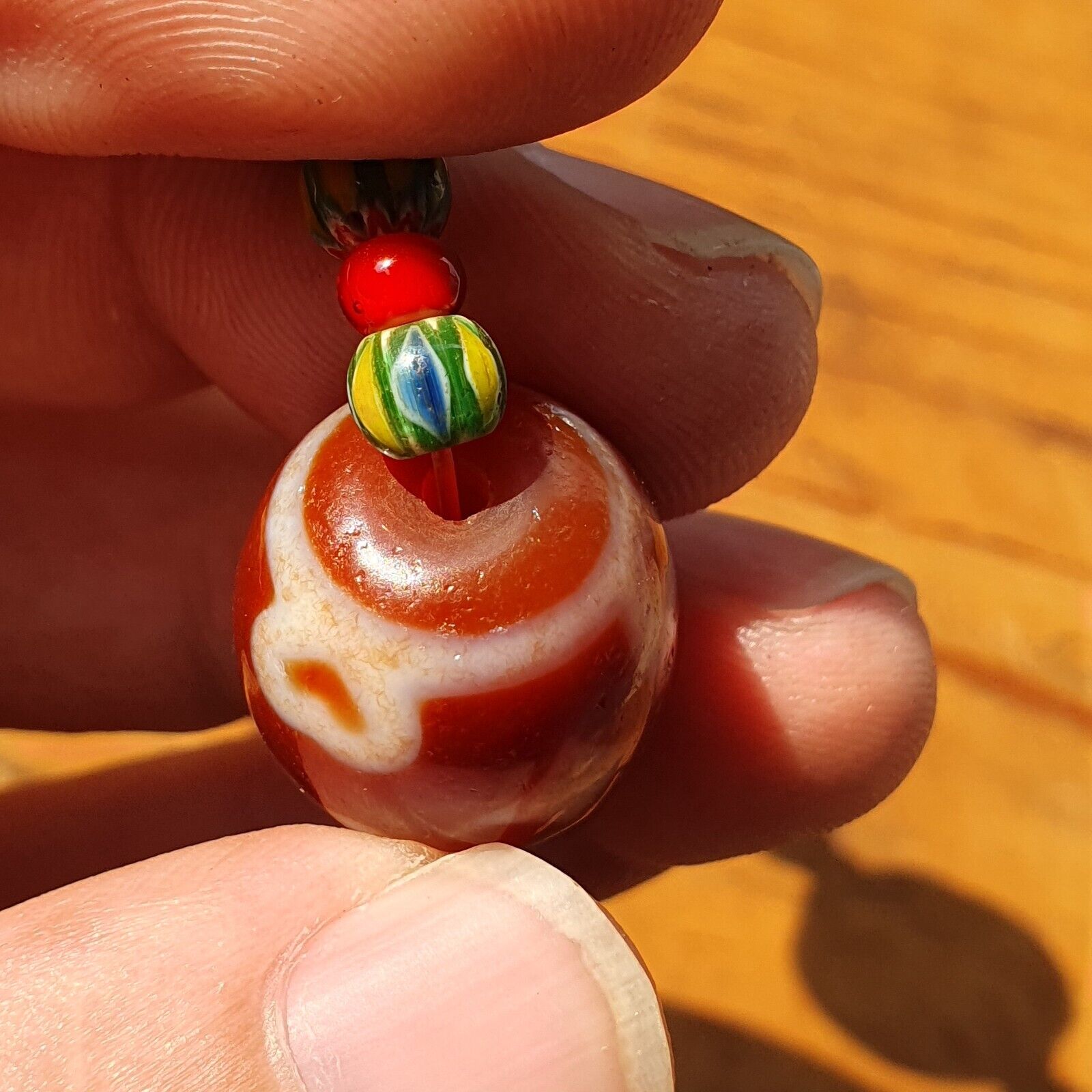 Himalayan Crystals, Chevron & Tibetan Red Agate Dzi Spiritual Amulet necklace