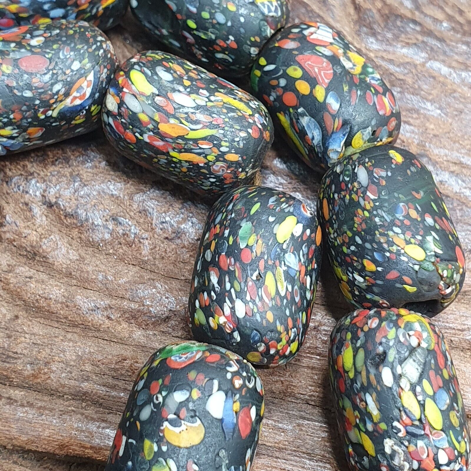 Vintage Beautiful old venetian African Style Glass beads Strand 15x20mm