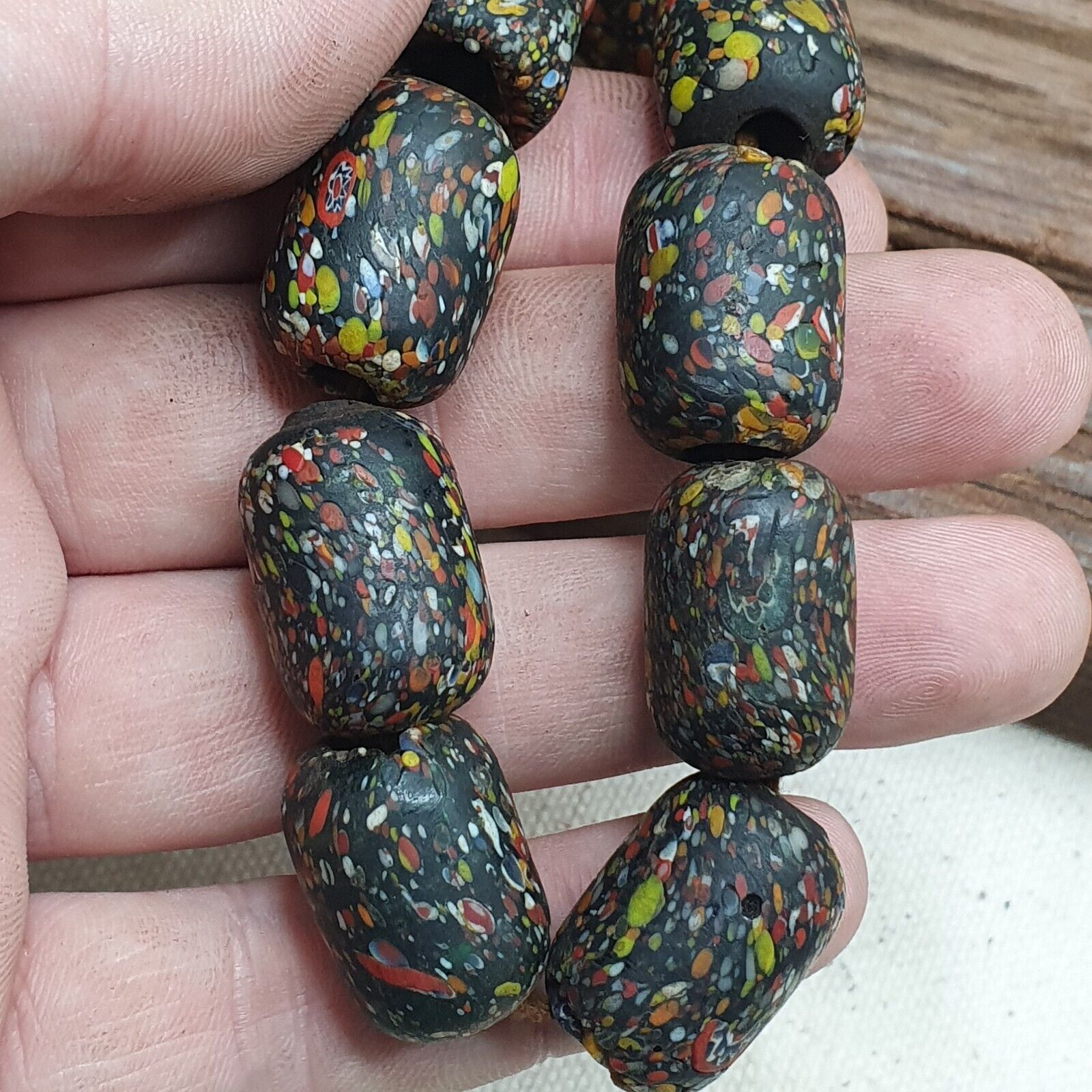 Vintage Beautiful old venetian African Style Glass beads Strand 15x20mm