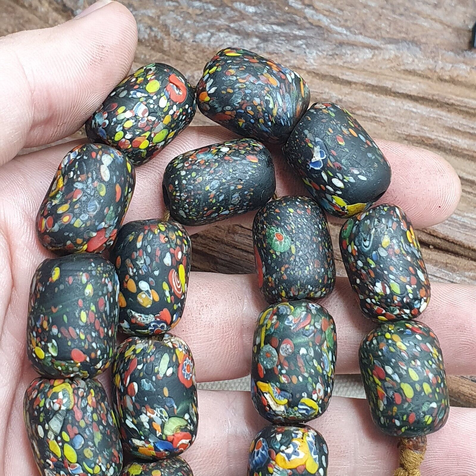 Vintage Beautiful old venetian African Style Glass beads Strand 15x20mm