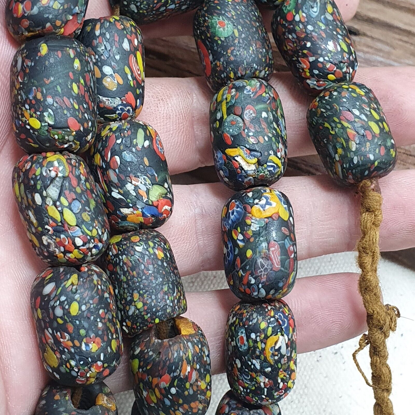 Vintage Beautiful old venetian African Style Glass beads Strand 15x20mm
