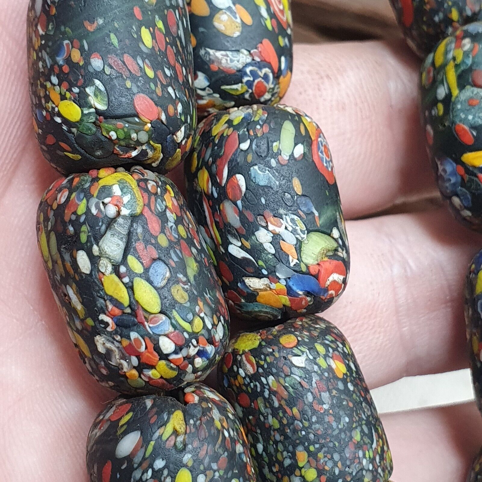 Vintage Beautiful old venetian African Style Glass beads Strand 15x20mm