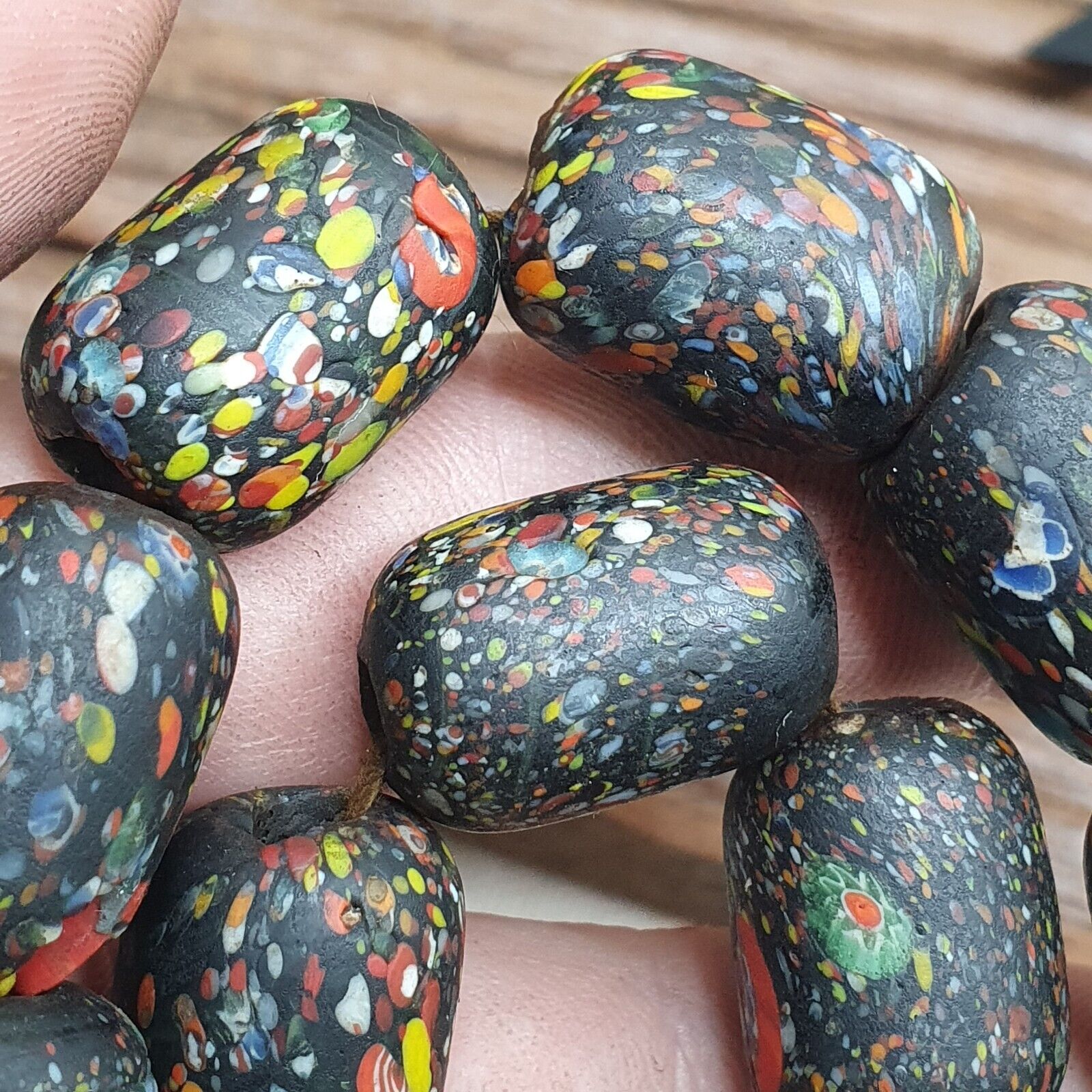 Vintage Beautiful old venetian African Style Glass beads Strand 15x20mm