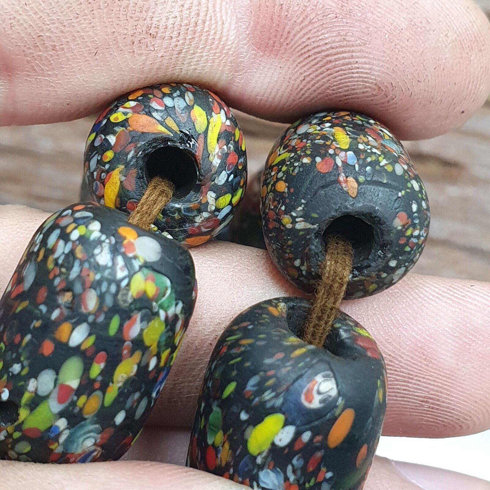 Vintage Beautiful old venetian African Style Glass beads Strand 15x20mm