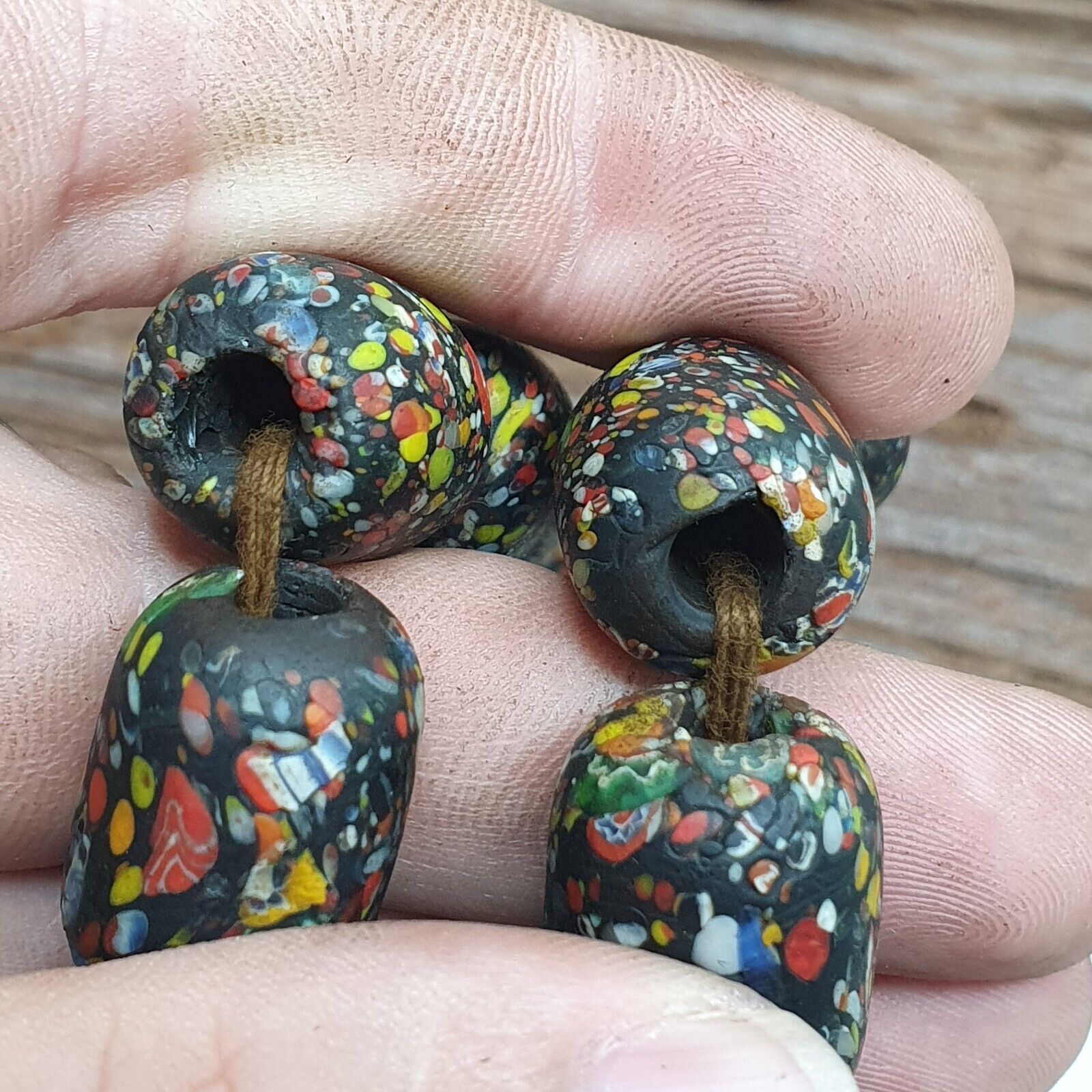 Vintage Beautiful old venetian African Style Glass beads Strand 15x20mm