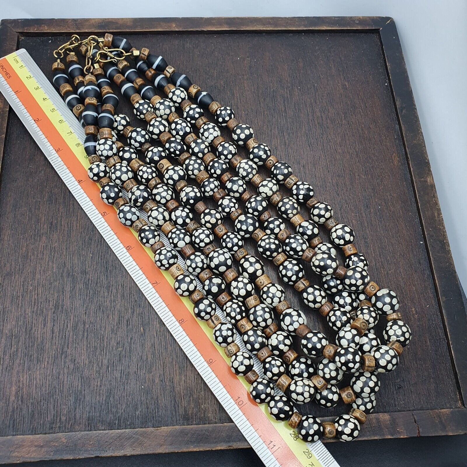 Black Skunk Venetian African Trade Beads Dotted Beads EAST OASIS Collection