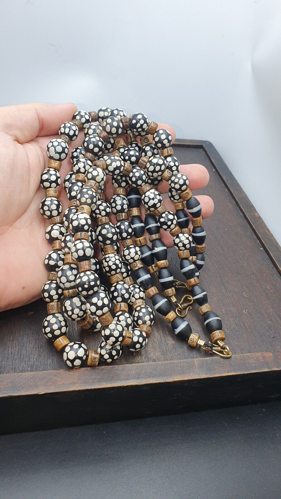 Black Skunk Venetian African Trade Beads Dotted Beads EAST OASIS Collection
