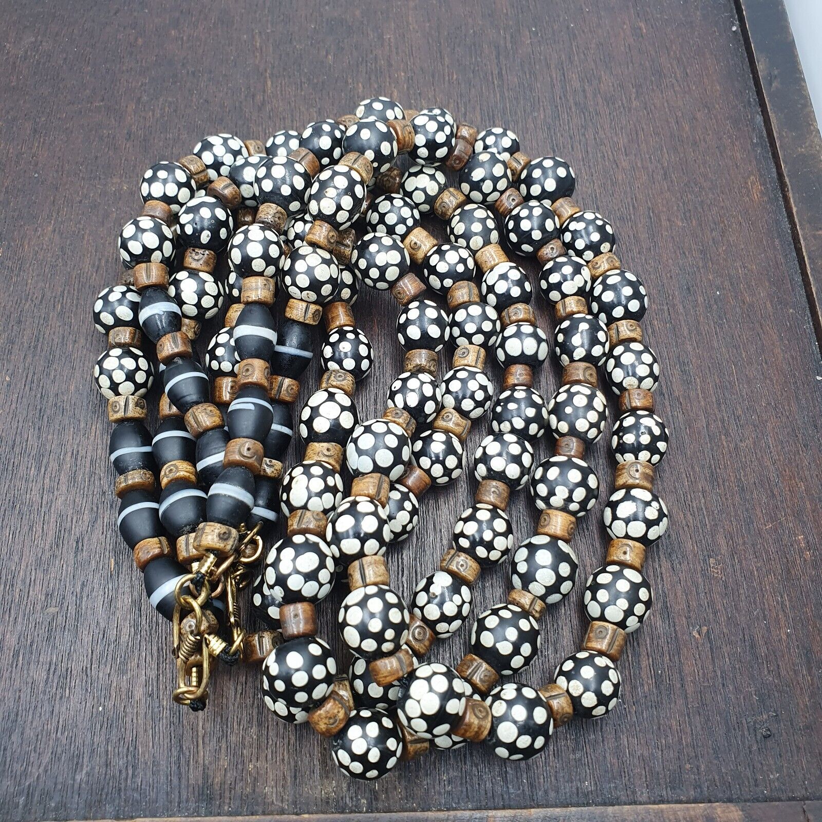 Black Skunk Venetian African Trade Beads Dotted Beads EAST OASIS Collection