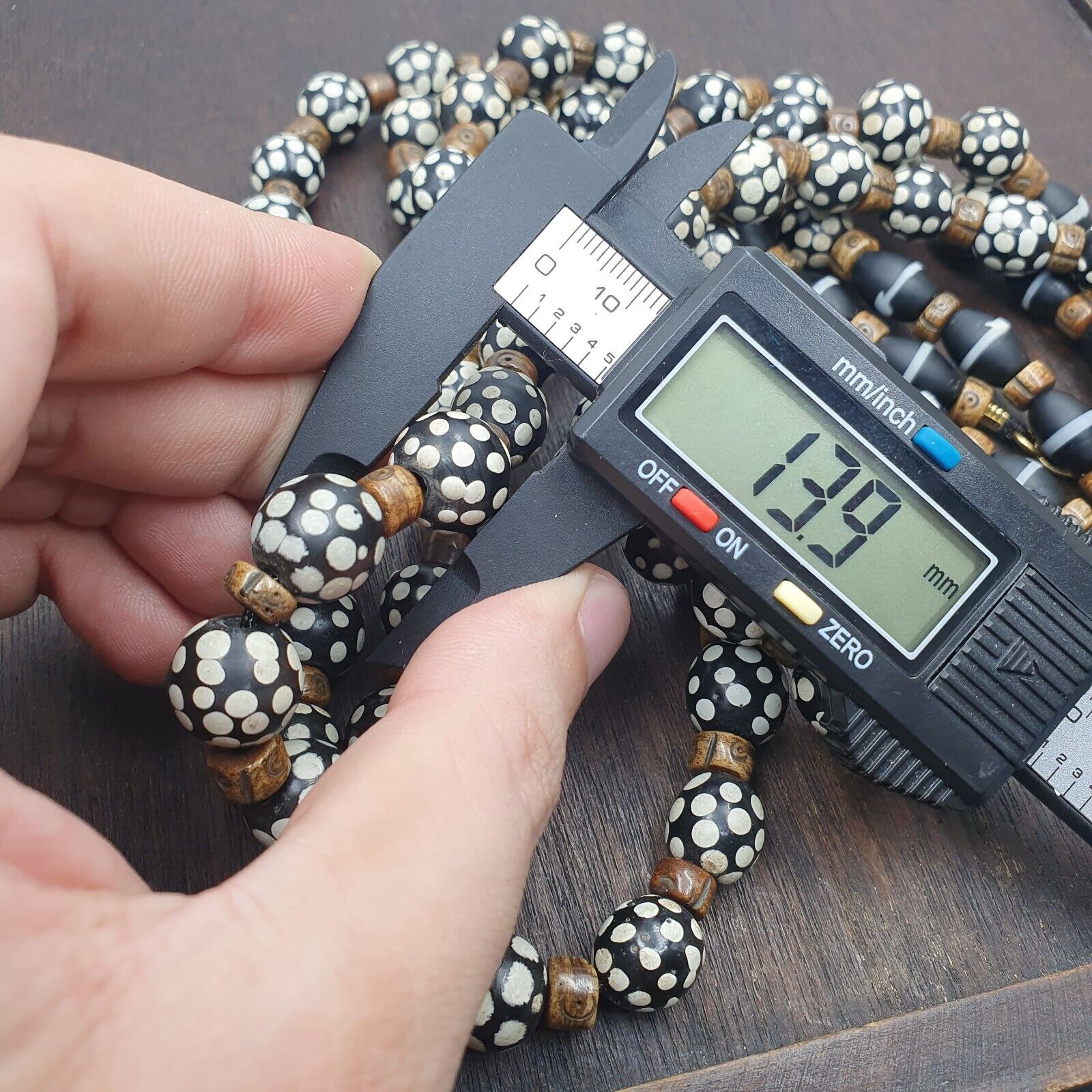 Black Skunk Venetian African Trade Beads Dotted Beads EAST OASIS Collection
