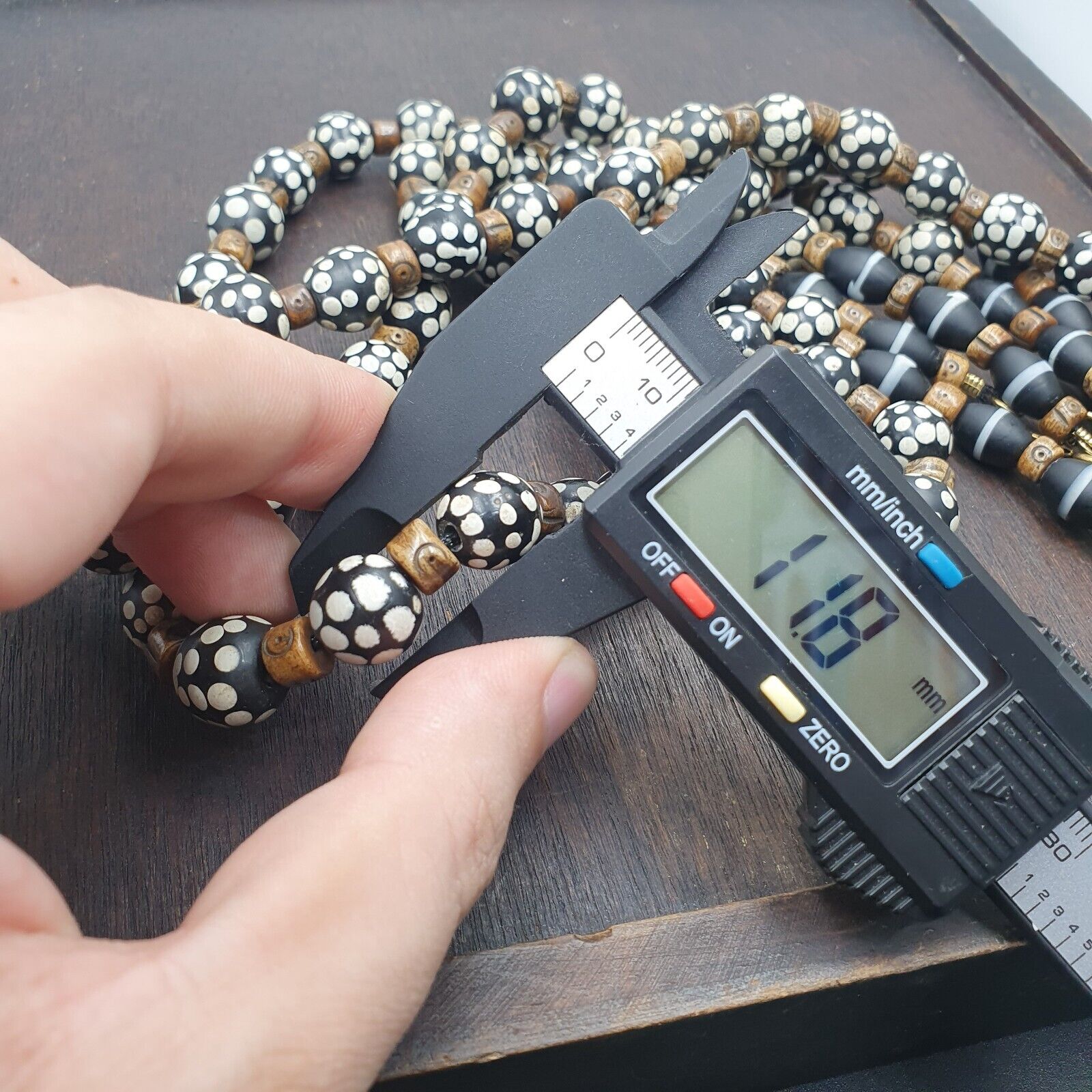 Black Skunk Venetian African Trade Beads Dotted Beads EAST OASIS Collection