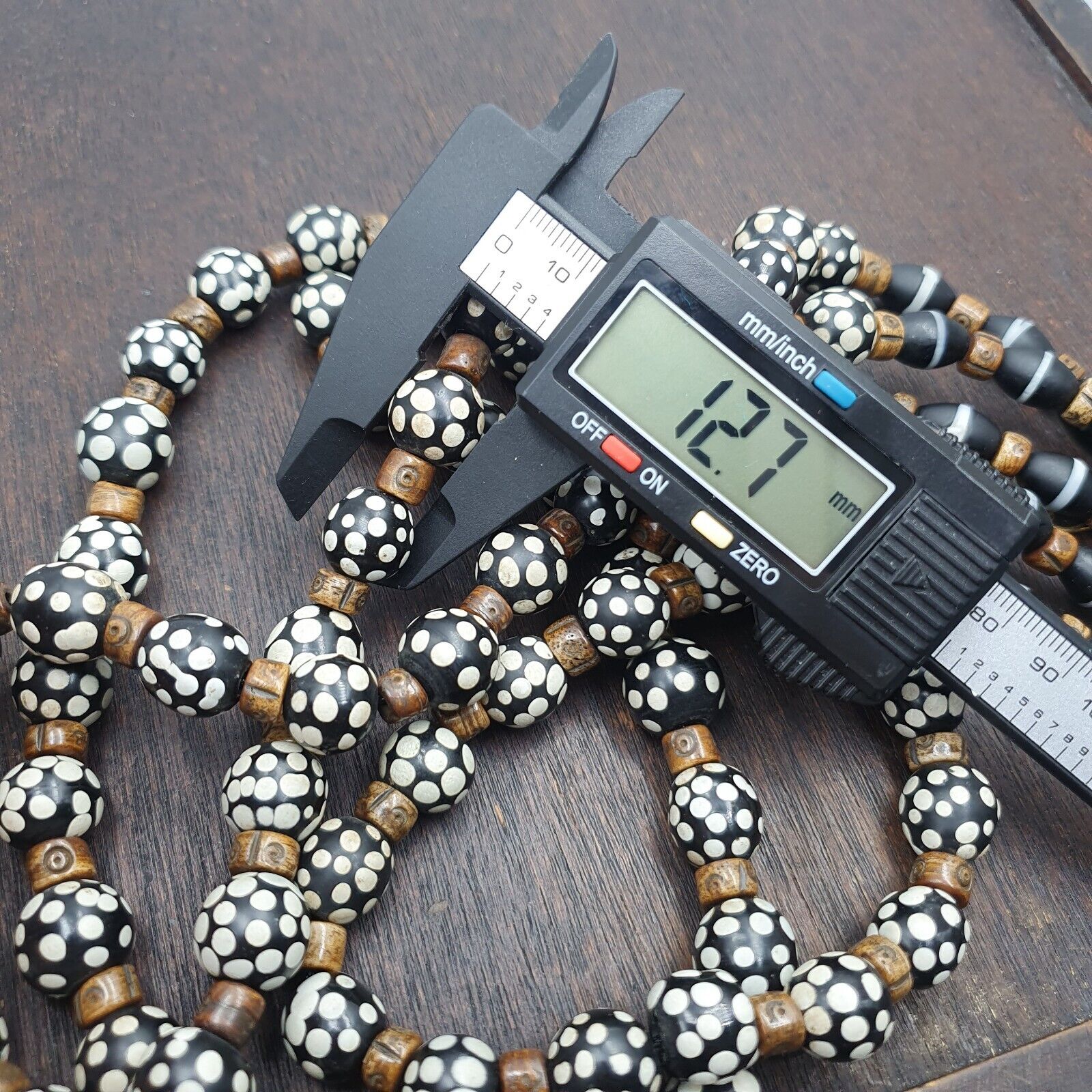 Black Skunk Venetian African Trade Beads Dotted Beads EAST OASIS Collection