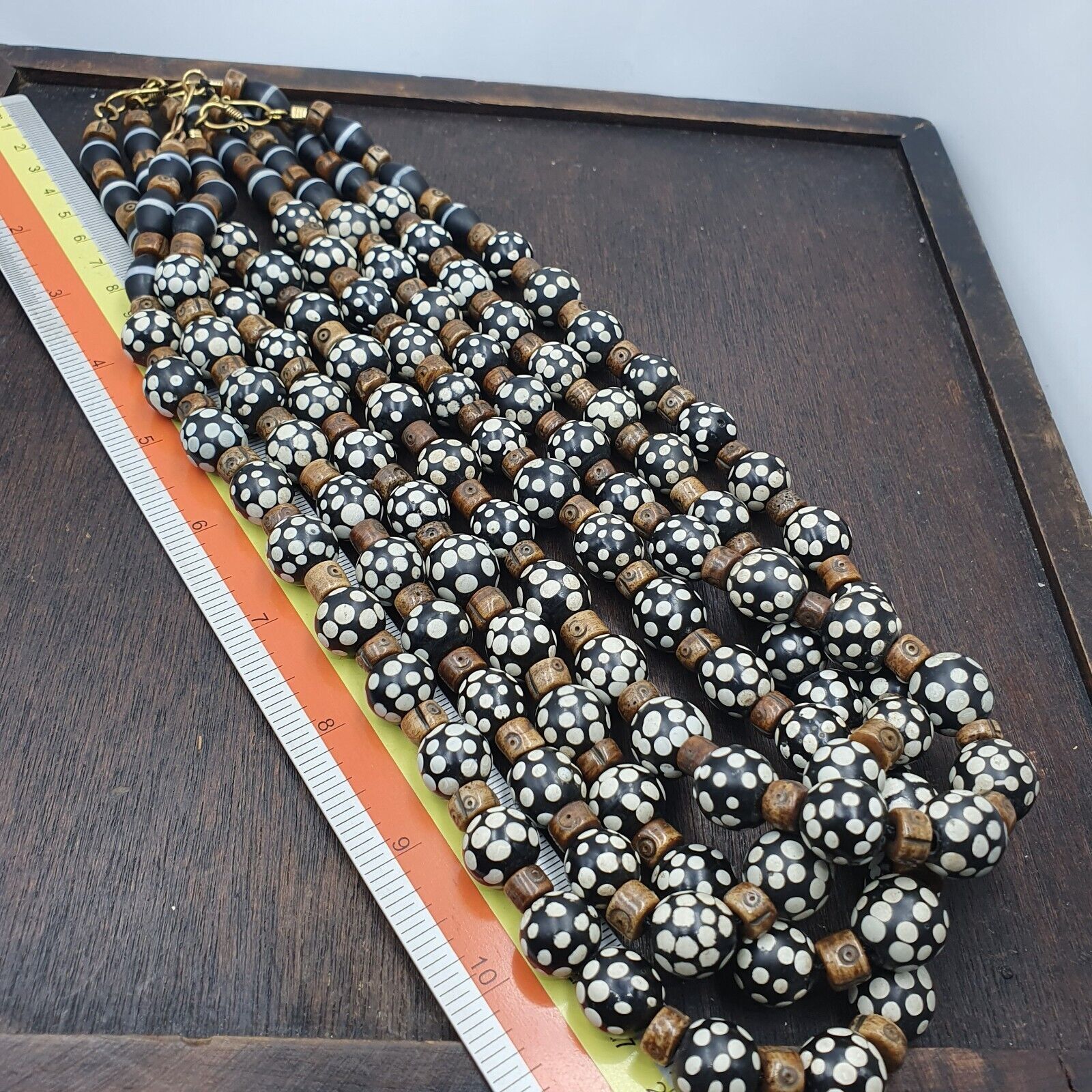 Black Skunk Venetian African Trade Beads Dotted Beads EAST OASIS Collection