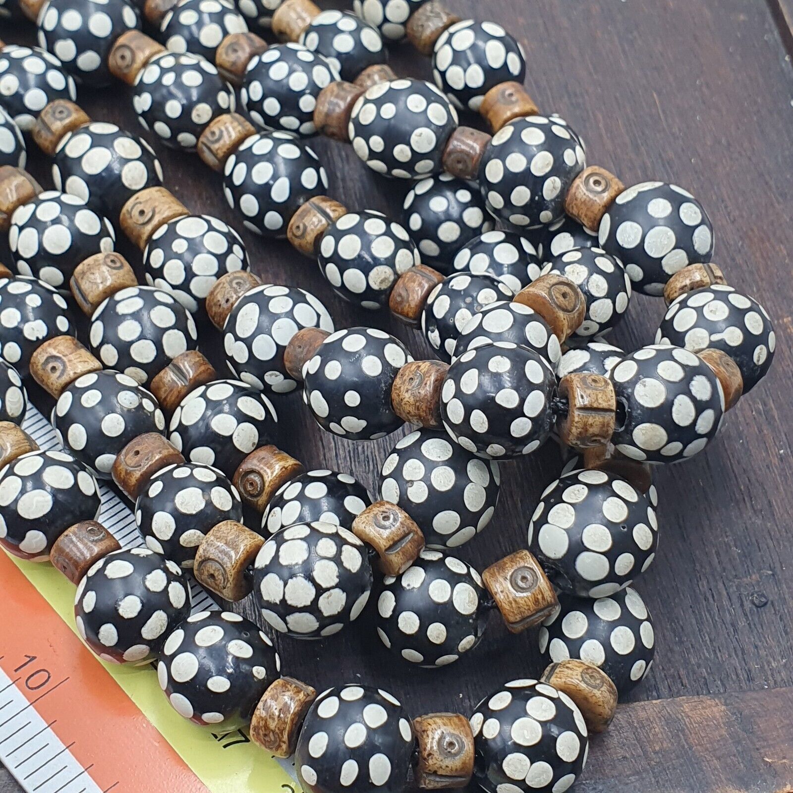 Black Skunk Venetian African Trade Beads Dotted Beads EAST OASIS Collection
