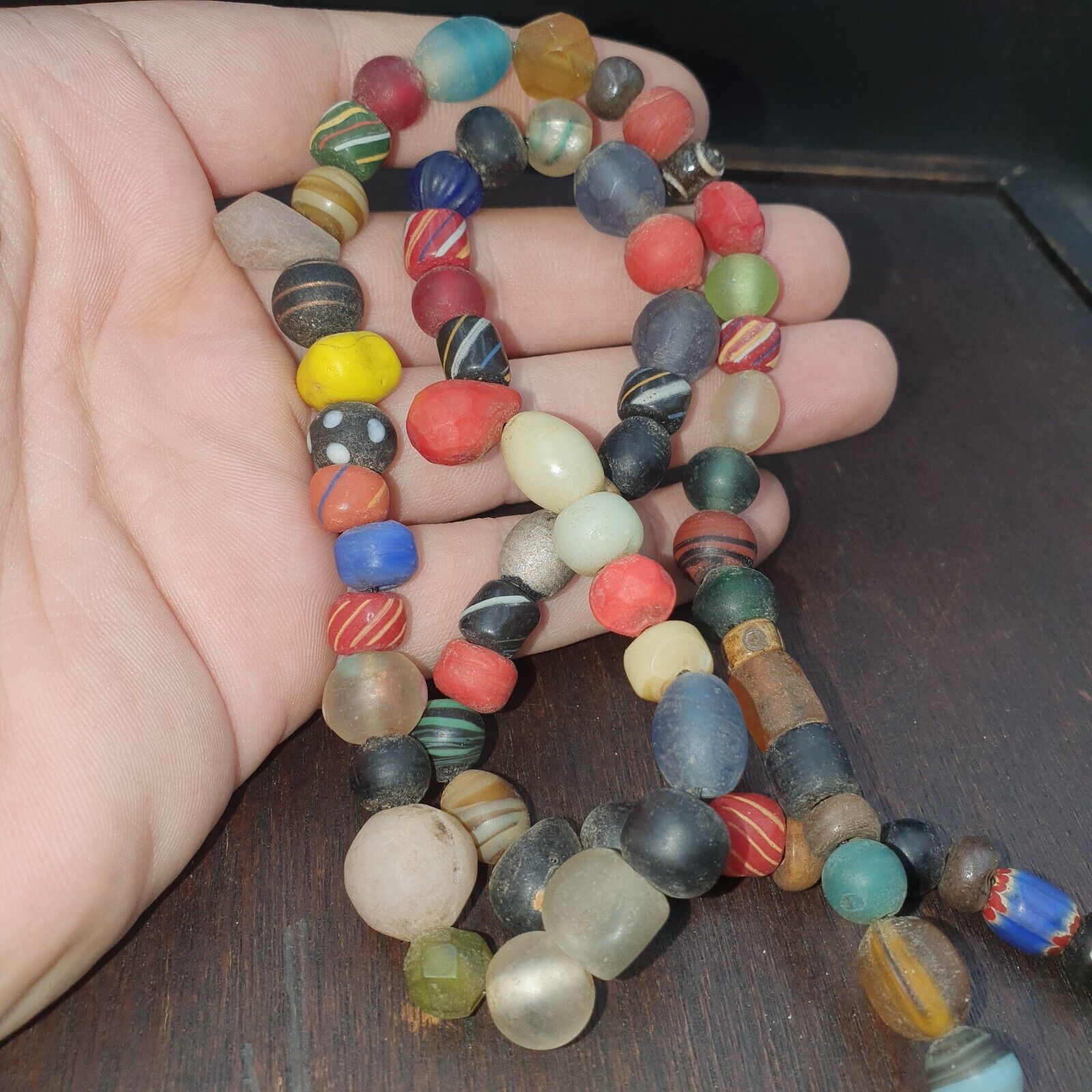 OLD AFRICAN GLASS BEADS Strand  #MX-15