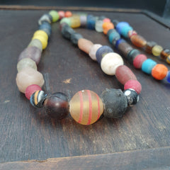OLD AFRICAN GLASS BEADS Strand  #MX-16