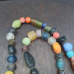 OLD AFRICAN GLASS BEADS Strand  #MX-16