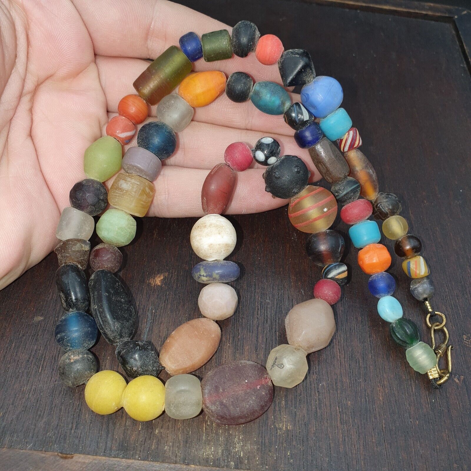 OLD AFRICAN GLASS BEADS Strand  #MX-16
