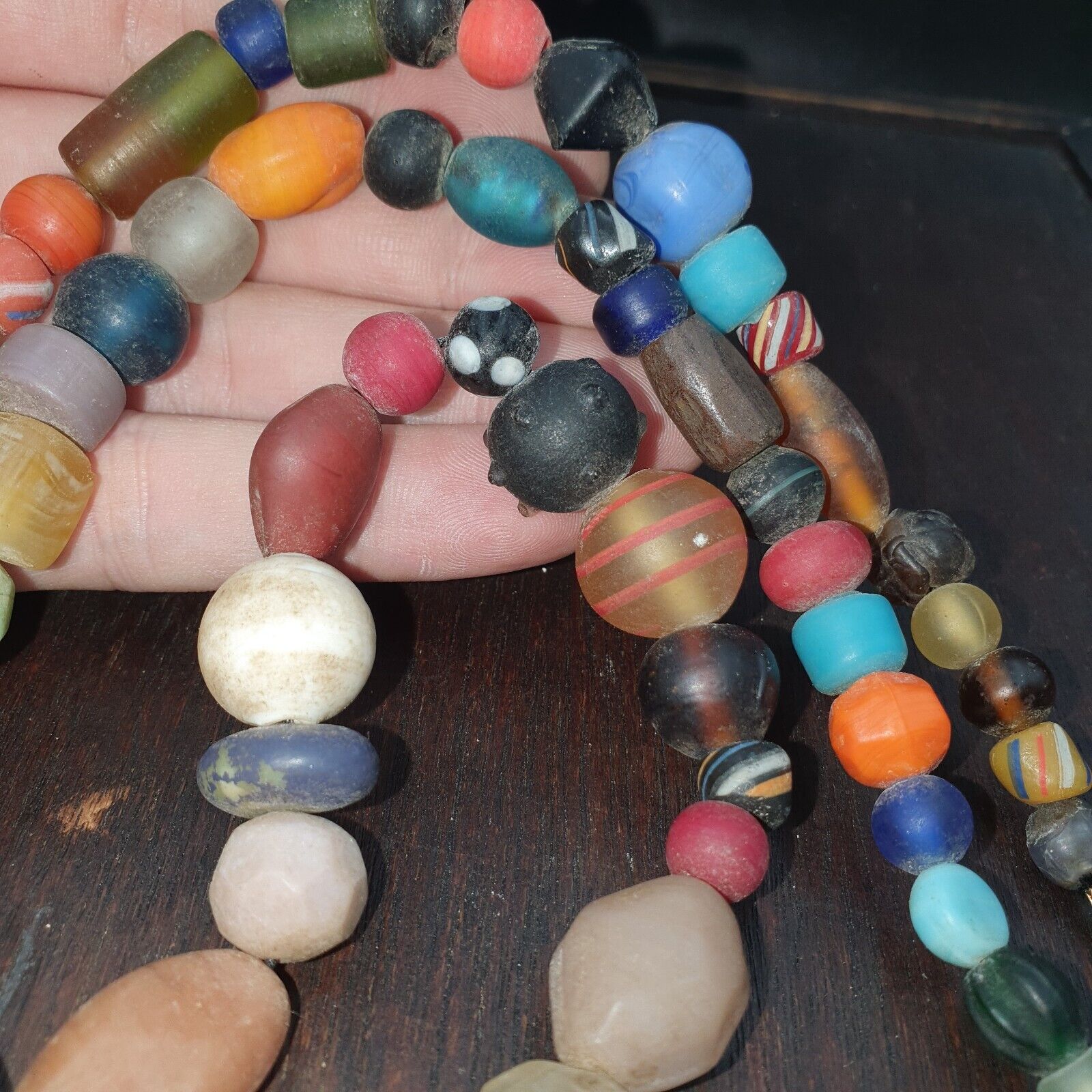 OLD AFRICAN GLASS BEADS Strand  #MX-16