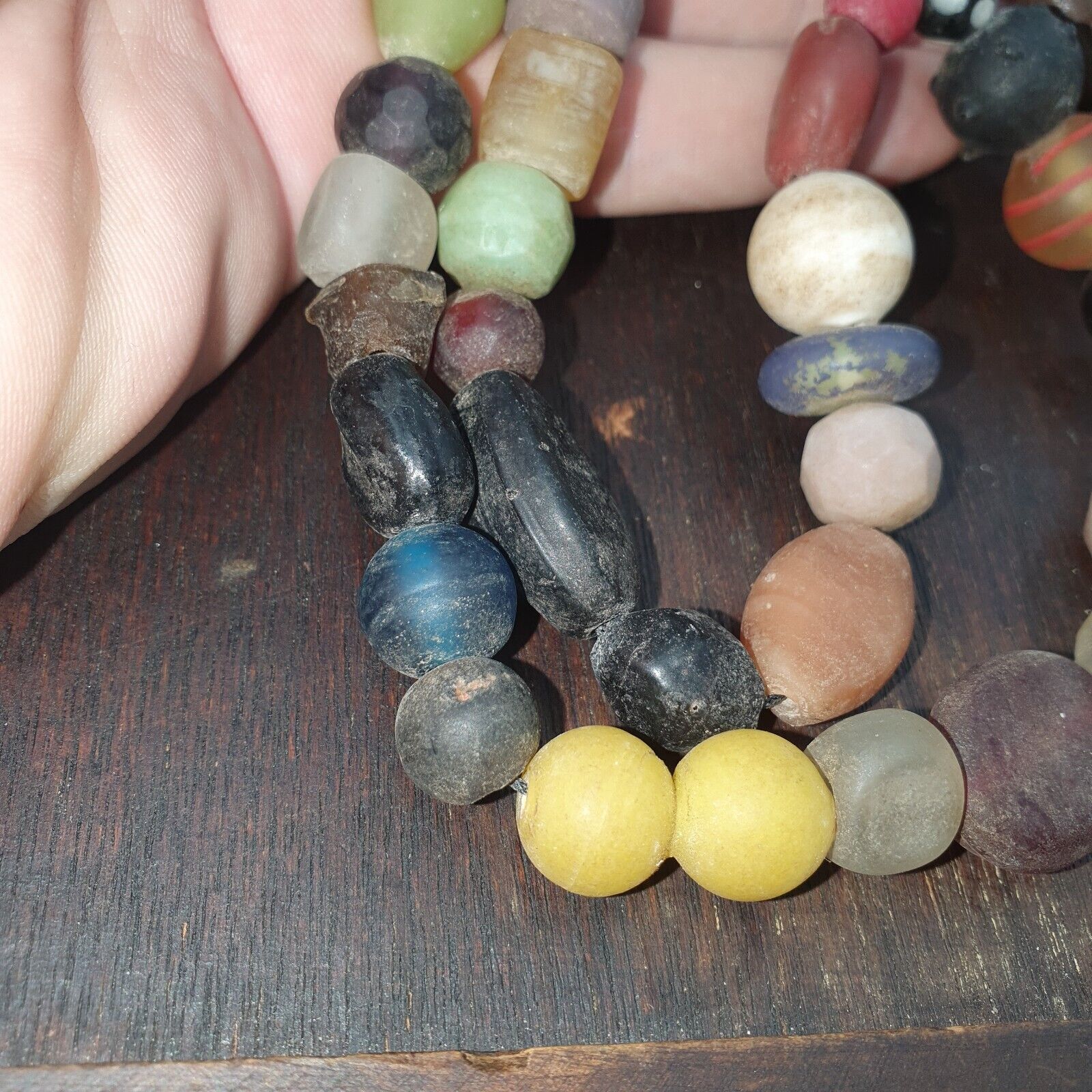 OLD AFRICAN GLASS BEADS Strand  #MX-16