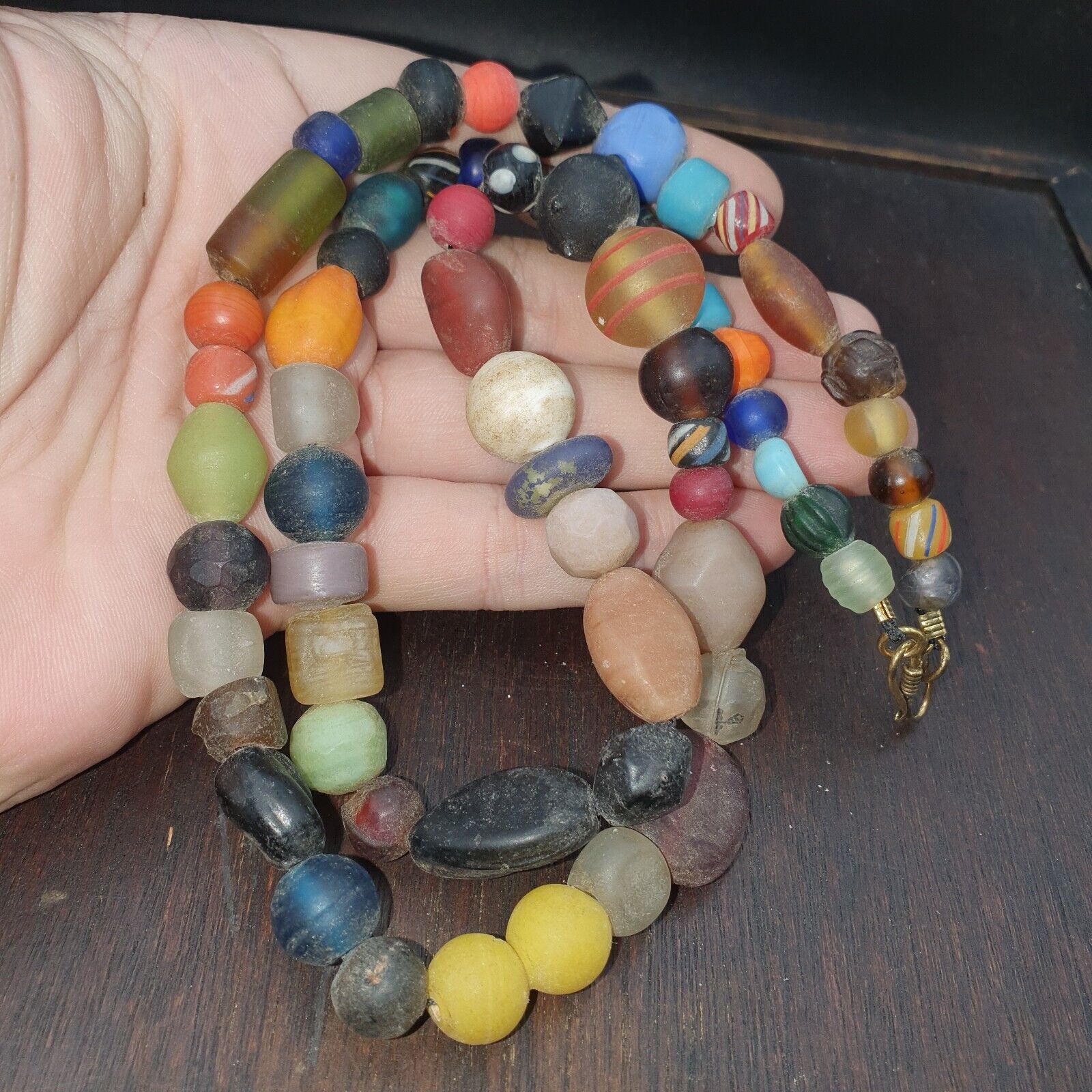 OLD AFRICAN GLASS BEADS Strand  #MX-16