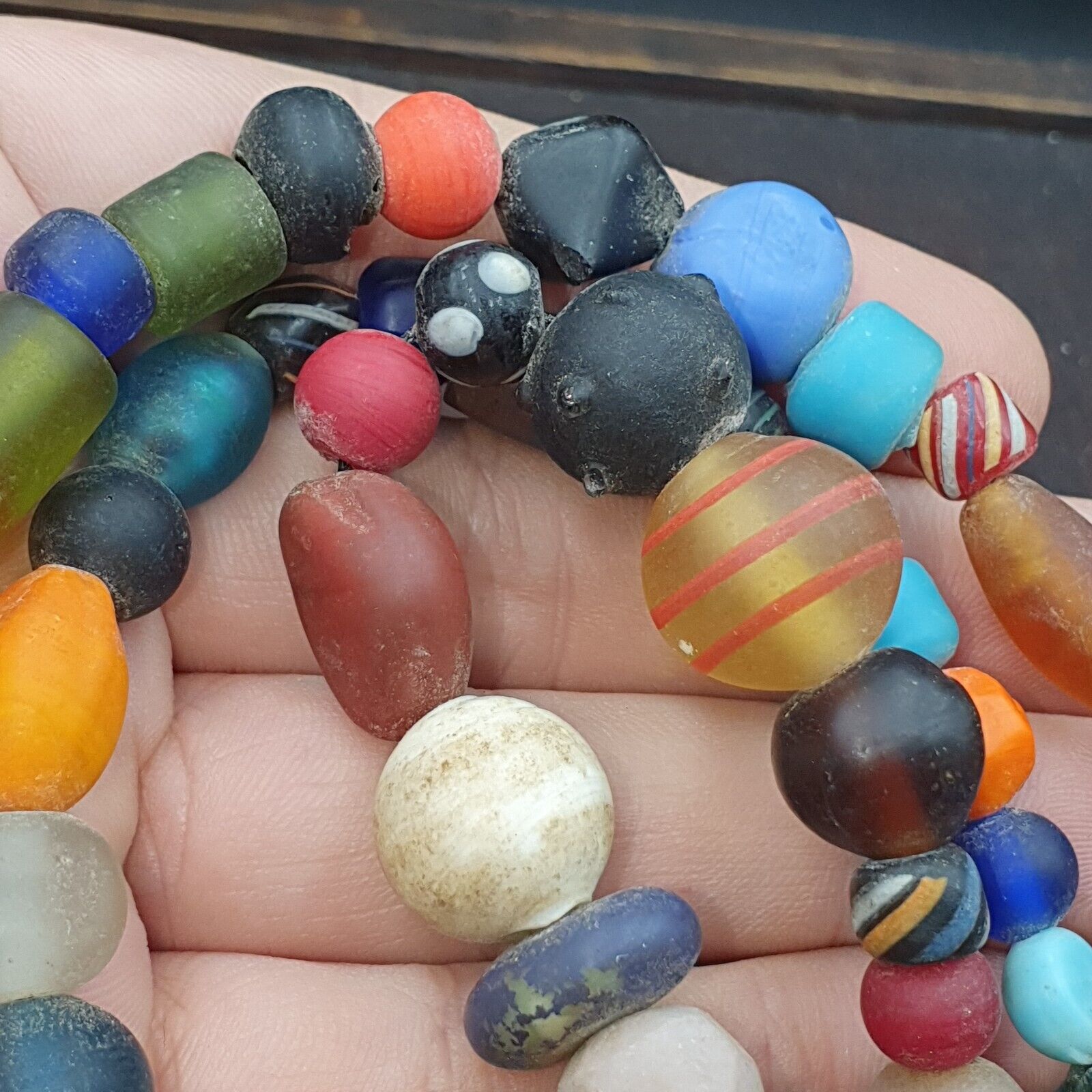 OLD AFRICAN GLASS BEADS Strand  #MX-16