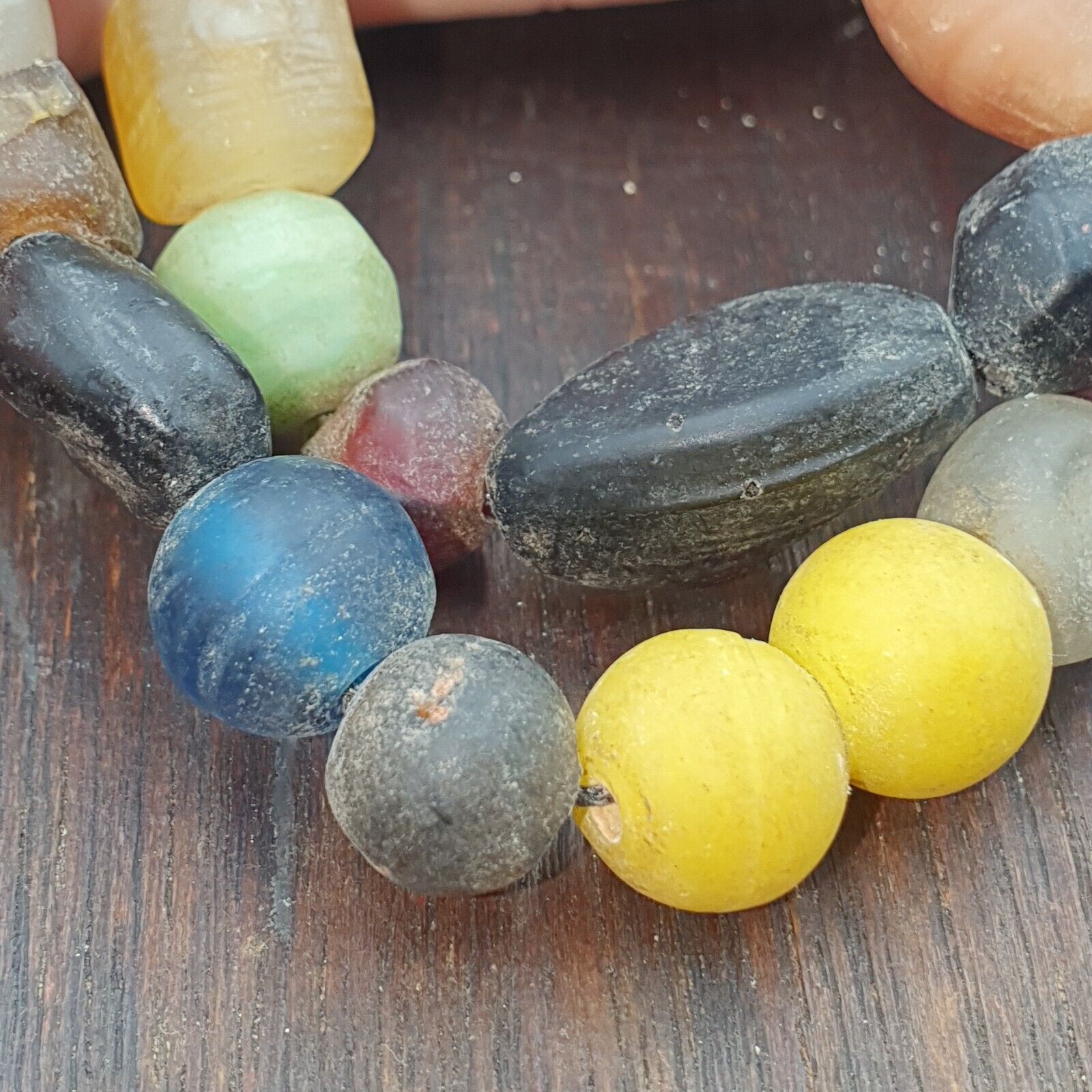 OLD AFRICAN GLASS BEADS Strand  #MX-16