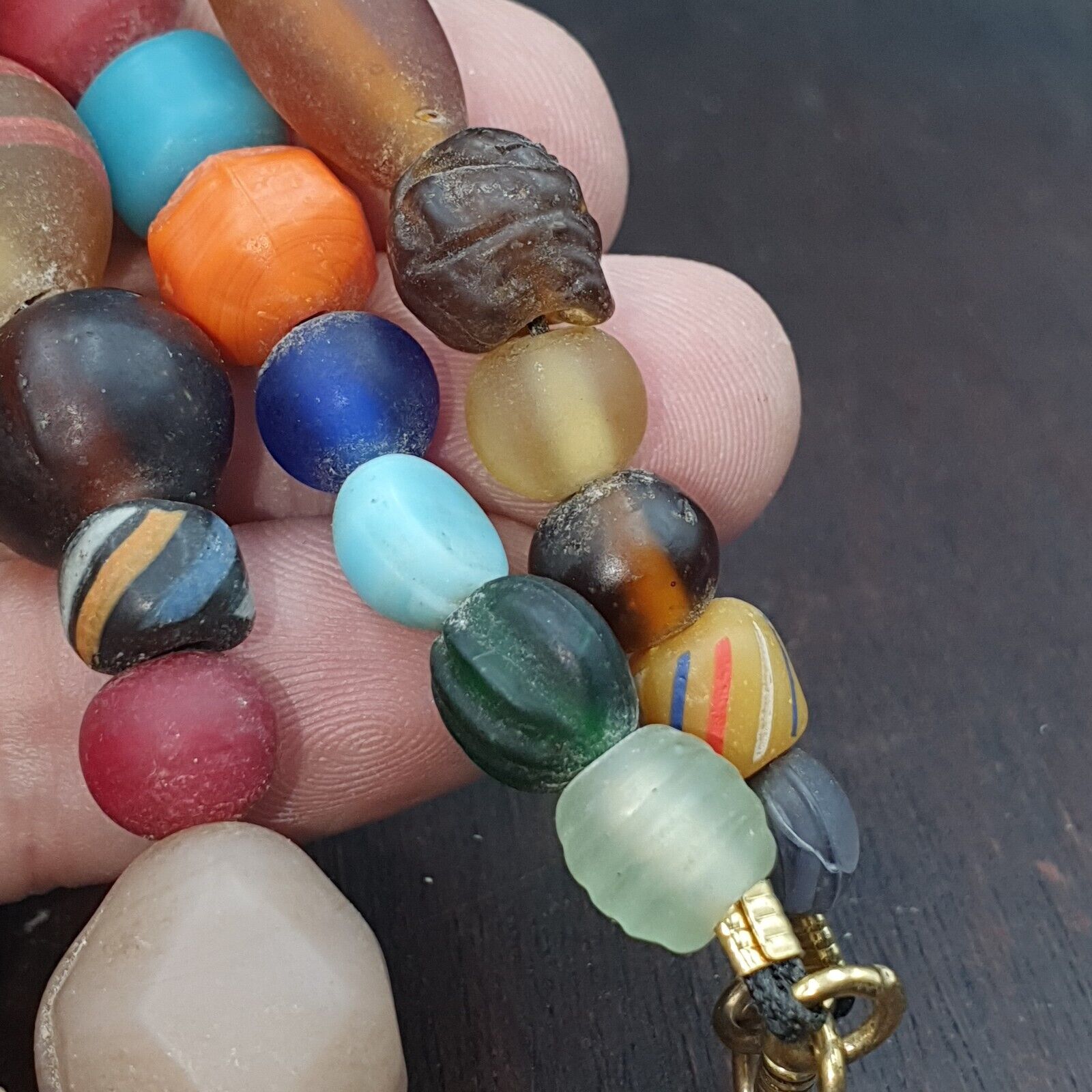 OLD AFRICAN GLASS BEADS Strand  #MX-16