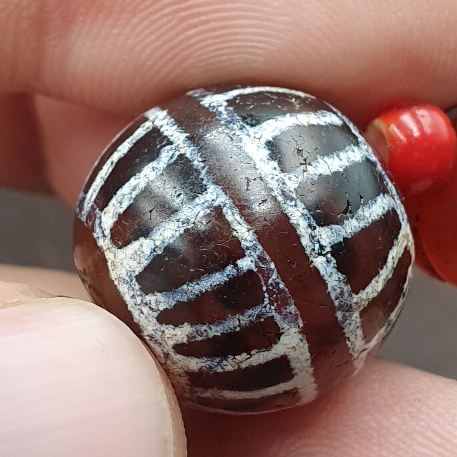 ETC-AGT Antique Tibetan Etched Agate Bead Decorated Carnelian Beads Bracelet