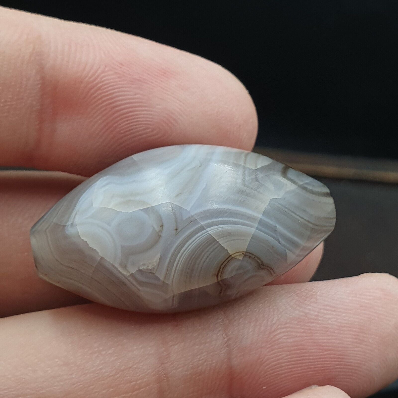 Rare Antique Natural gray Agate Stone Bead From Himalayas #GRY-1