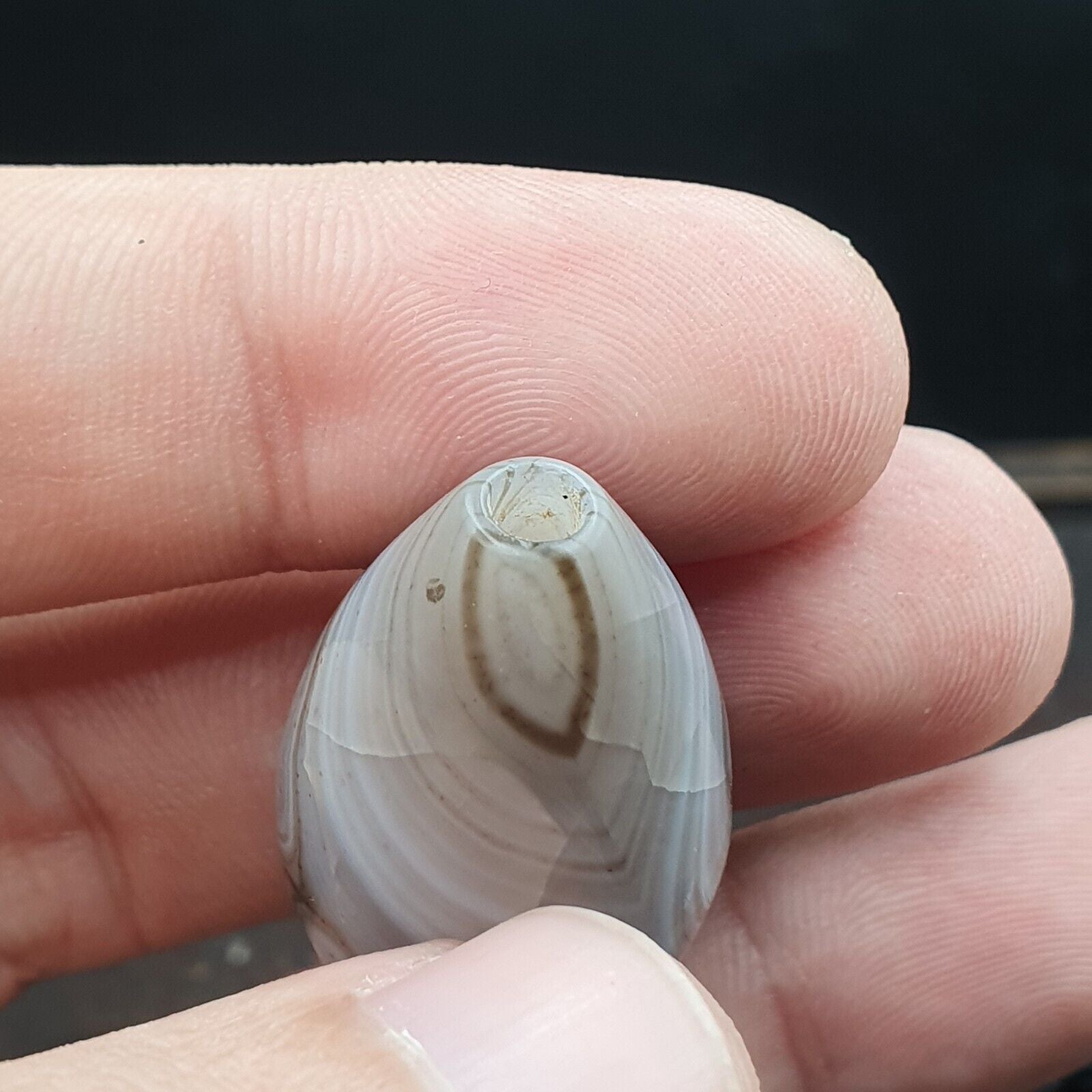 Rare Antique Natural gray Agate Stone Bead From Himalayas #GRY-1