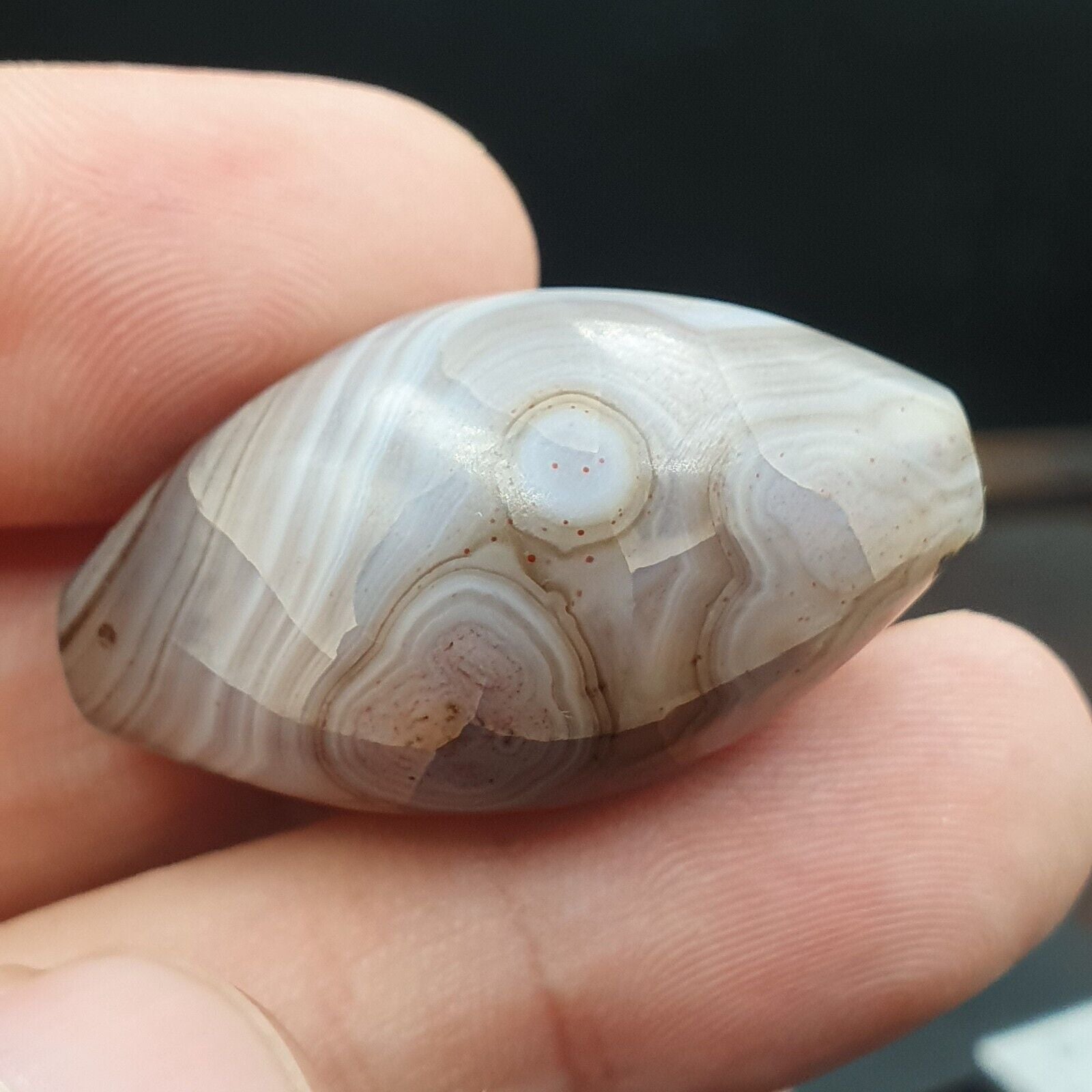 Rare Antique Natural gray Agate Stone Bead From Himalayas #GRY-1