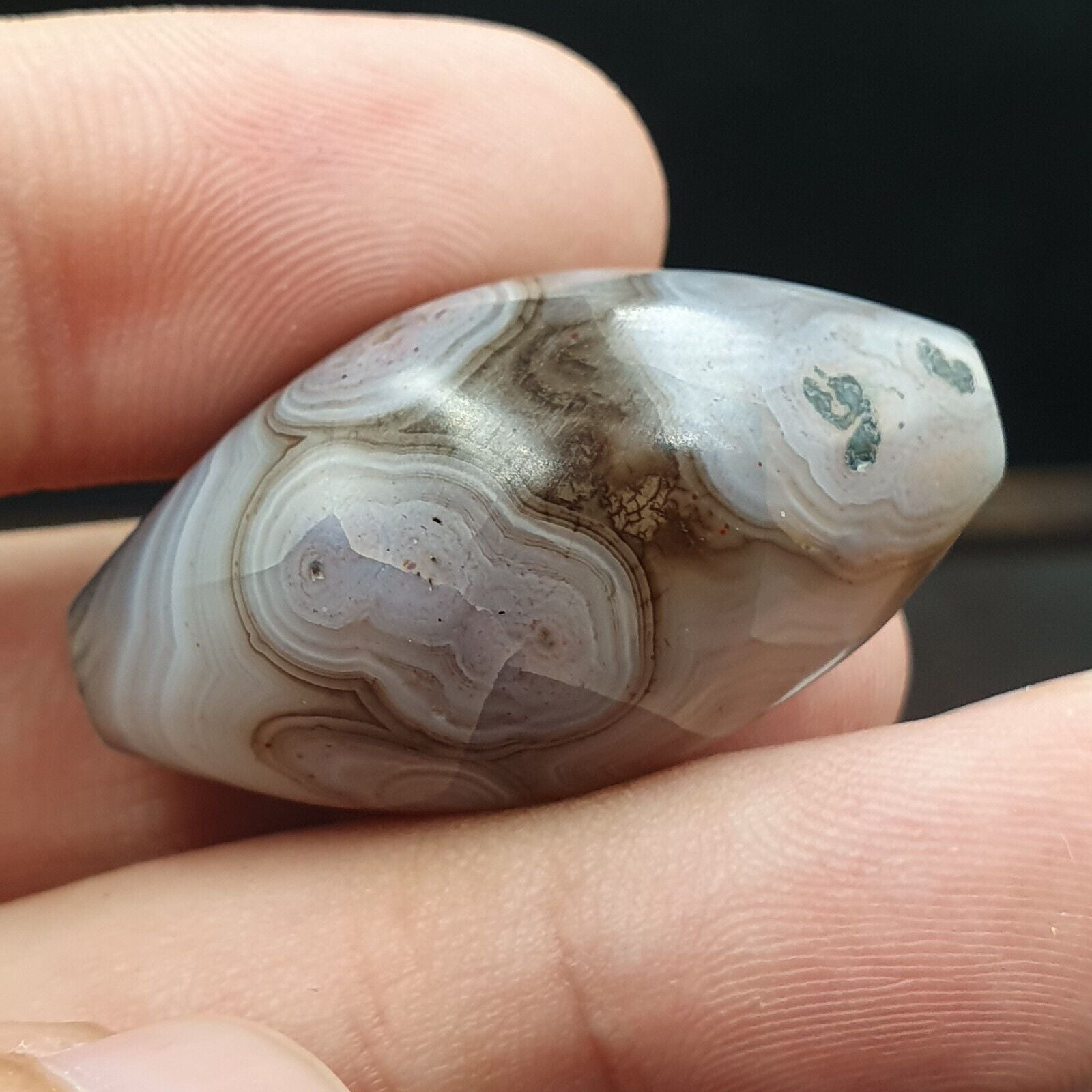 Rare Antique Natural gray Agate Stone Bead From Himalayas #GRY-1