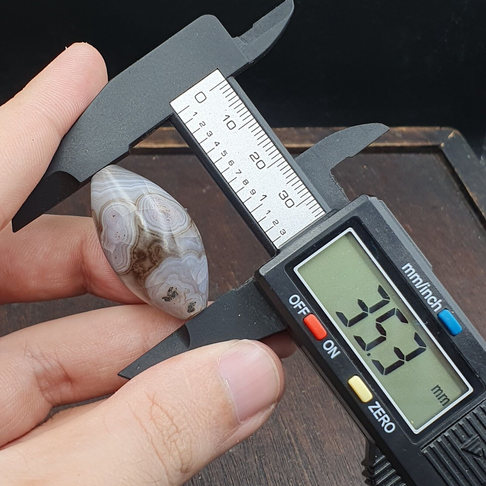 Rare Antique Natural gray Agate Stone Bead From Himalayas #GRY-1