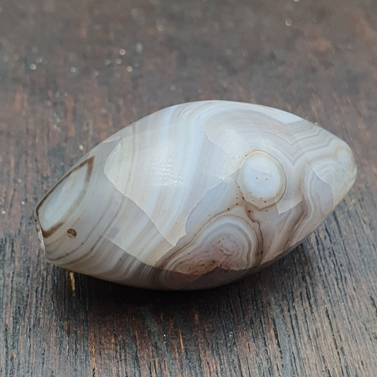 Rare Antique Natural gray Agate Stone Bead From Himalayas #GRY-1