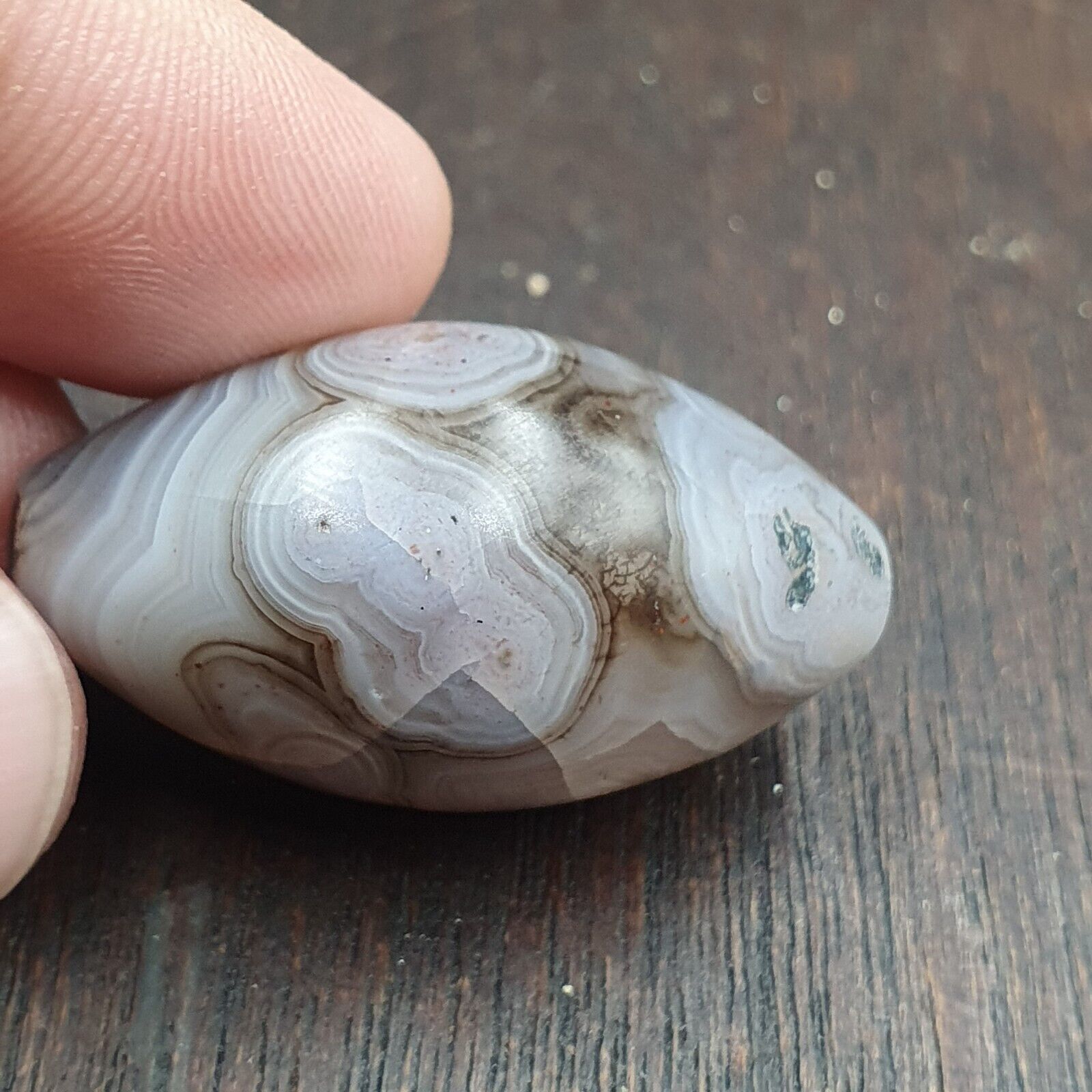 Rare Antique Natural gray Agate Stone Bead From Himalayas #GRY-1