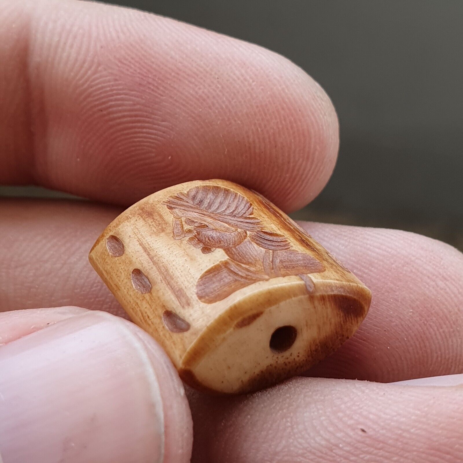 Antique Vintage SEAL BEAD "Unknown King, Animal Intaglio Stamp BNE-4