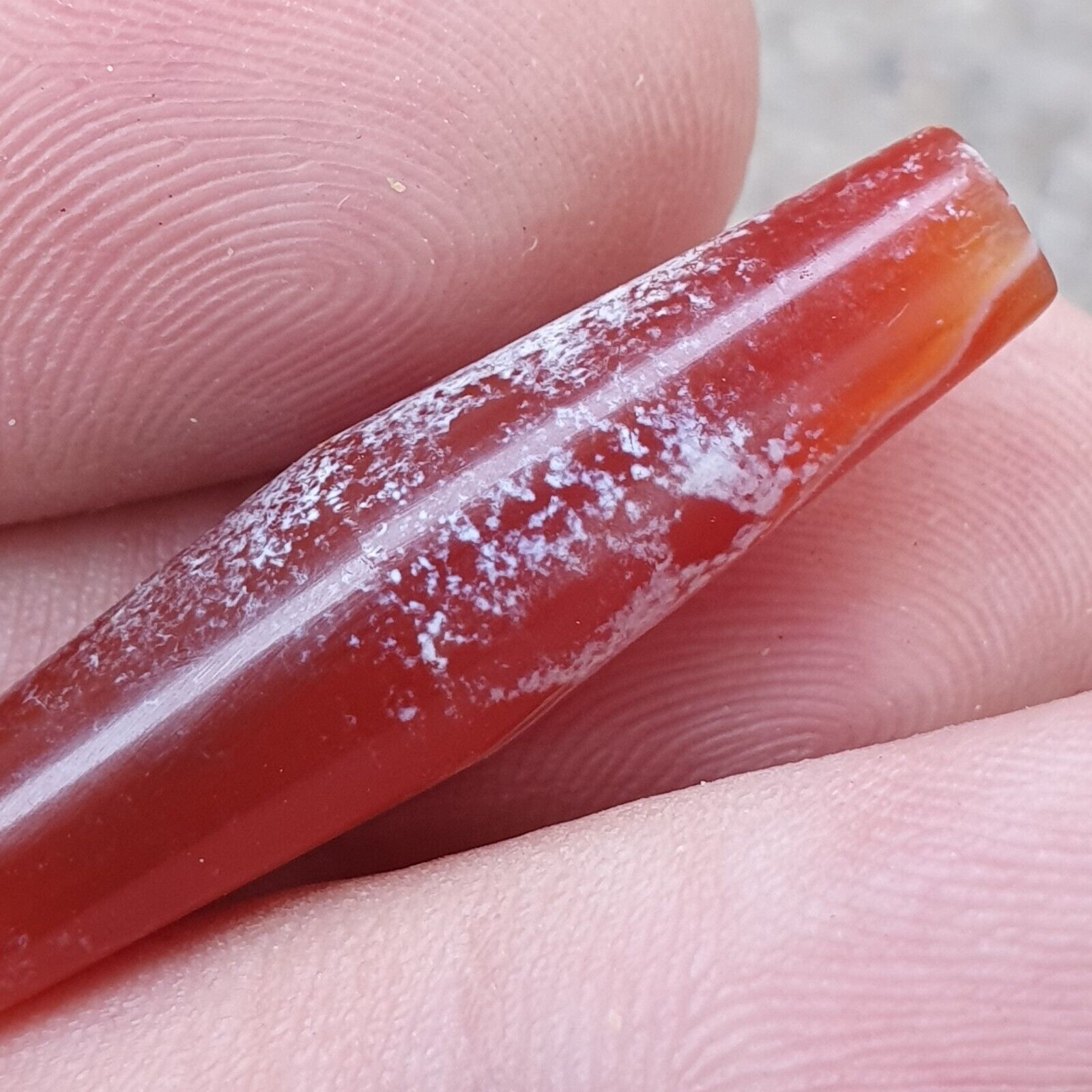 Red Agate Beads Vintage Himalayan Tibetan Agate white Patina