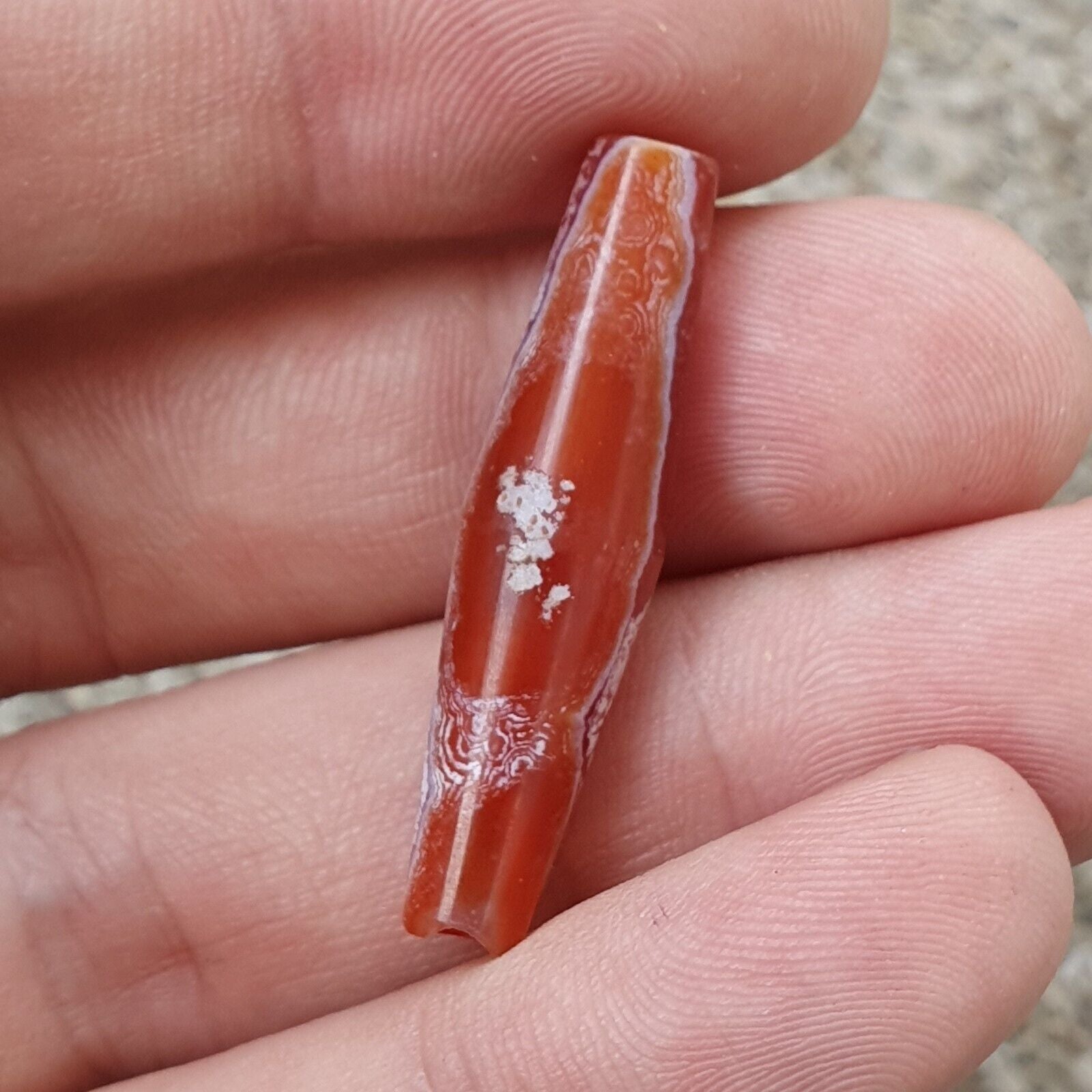 Red Agate Beads Vintage Himalayan Tibetan Agate white Patina