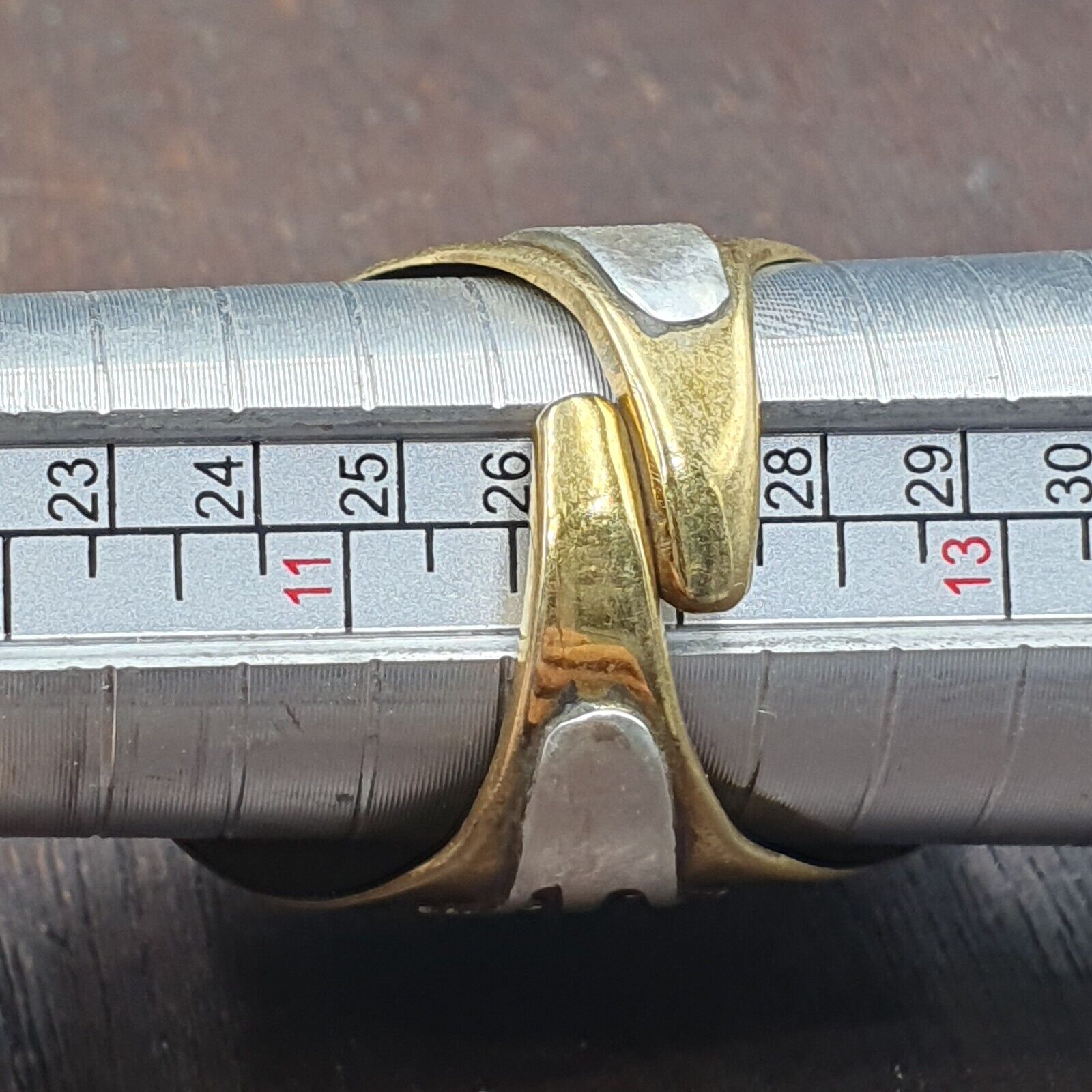Antique Silver Inlay brass Ring With Tibetan Dzi Agate Center Stone