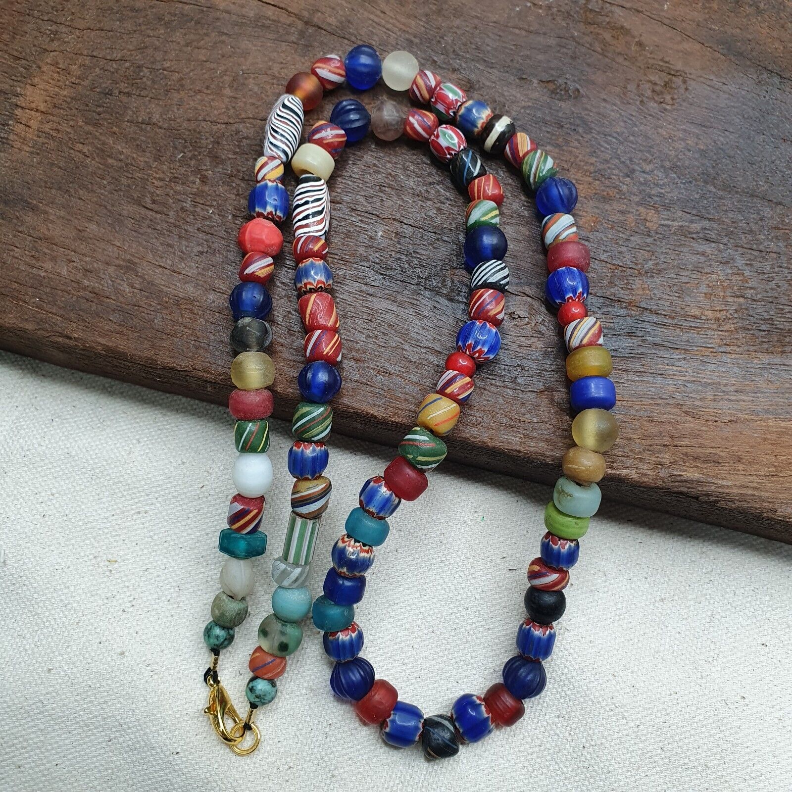 Vintage African and Venetian Style Beads Necklace #MX-5