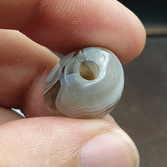 Antique Tibetan Gray Agate Bead A Rare Pattern Natural Agate 18x17.2 mm AGT6