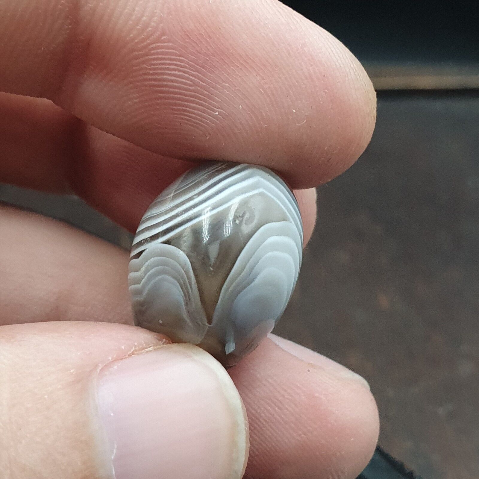 Antique Tibetan Gray Agate Bead A Rare Pattern Natural Agate 18x17.2 mm AGT6