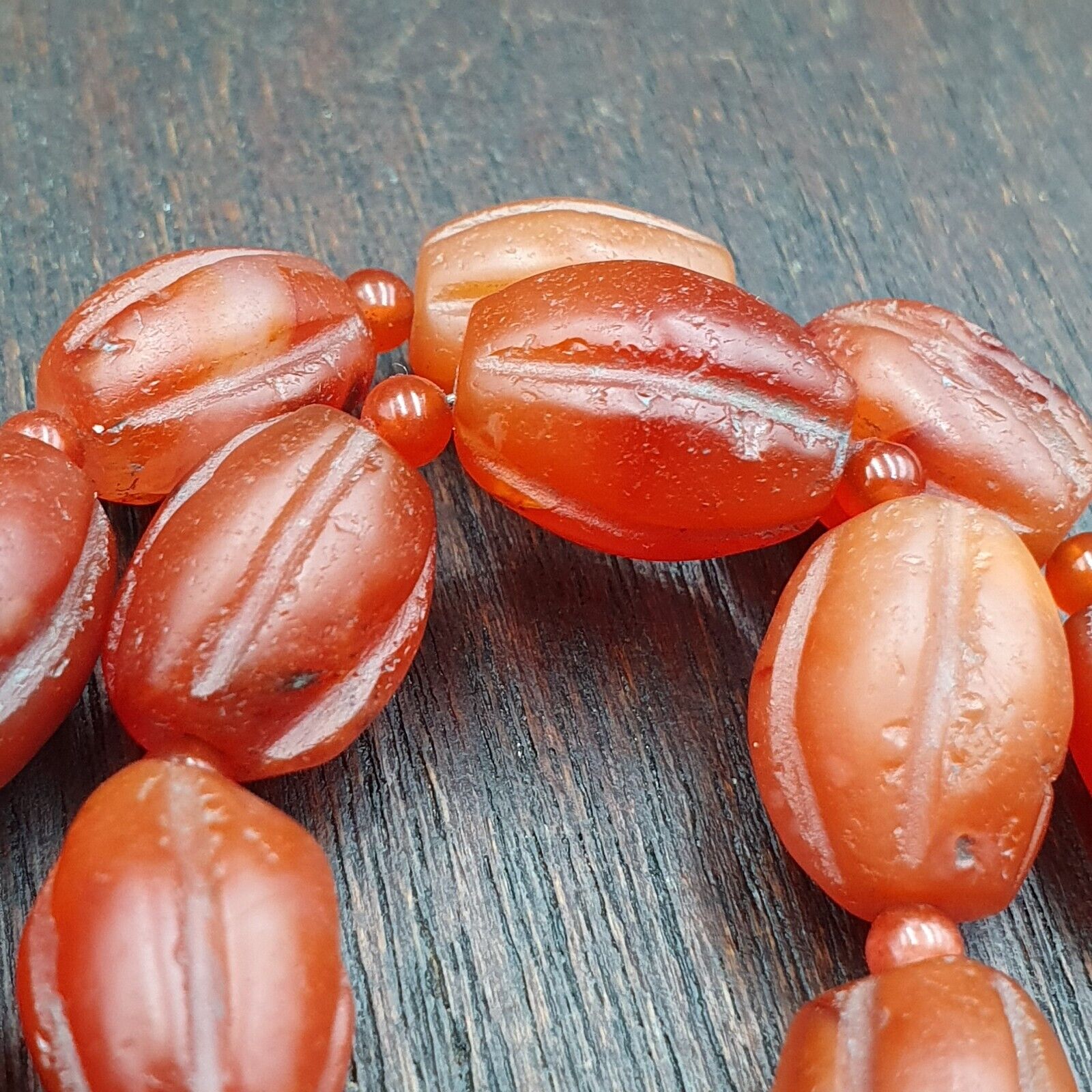 RARE Old antique Indo Tibetan Carnelian Agate Beads Melon Shape Beads necklace