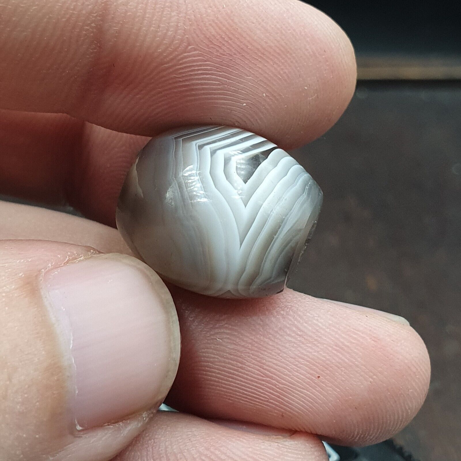 Antique Tibetan Gray Agate Bead A Rare Pattern Natural Agate 18x17.2 mm AGT6