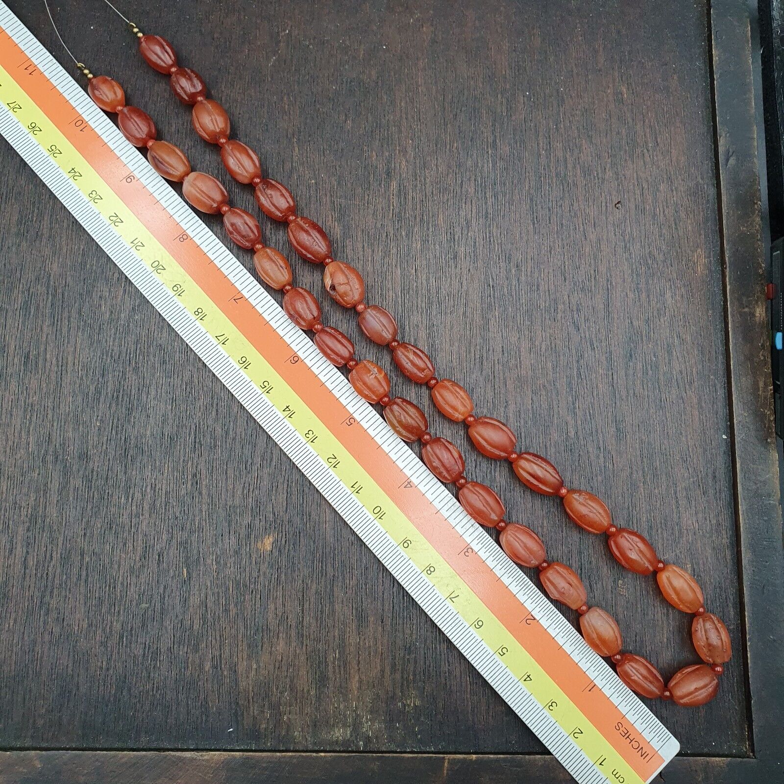 RARE Old antique Indo Tibetan Carnelian Agate Beads Melon Shape Beads necklace