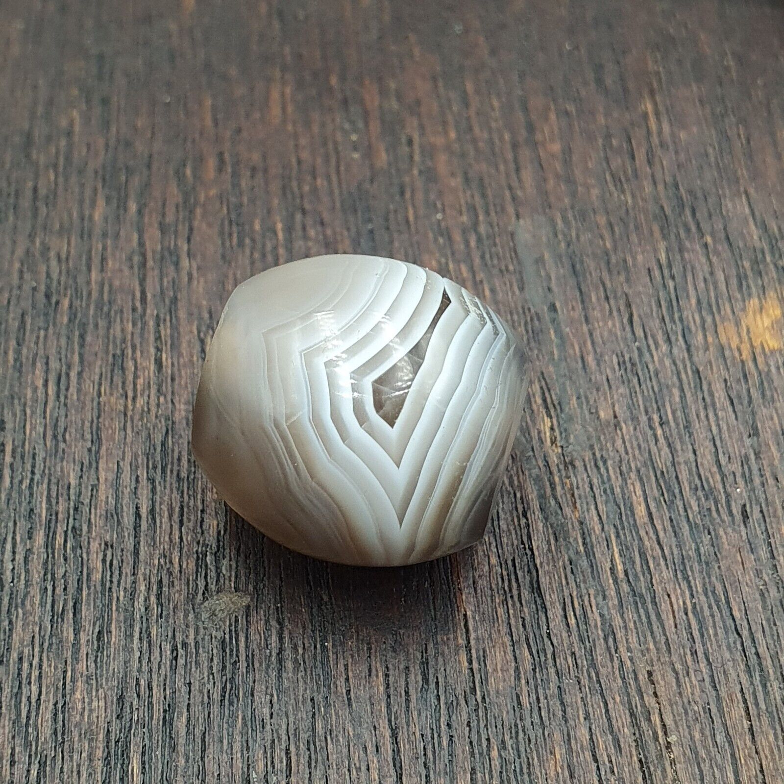 Antique Tibetan Gray Agate Bead A Rare Pattern Natural Agate 18x17.2 mm AGT6