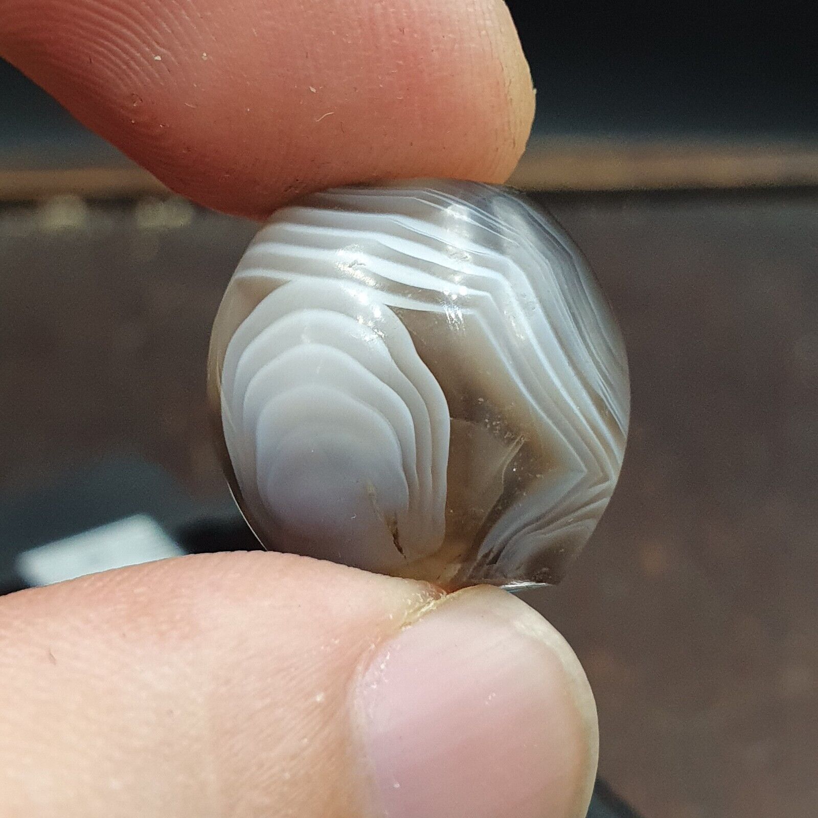 Antique Tibetan Gray Agate Bead A Rare Pattern Natural Agate 18x17.2 mm AGT6