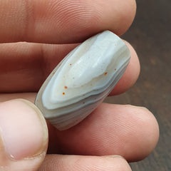 Antique Tibetan Gray Agate Bead: A Rare Gem from the Past 24.8x19.2 mm AGT5
